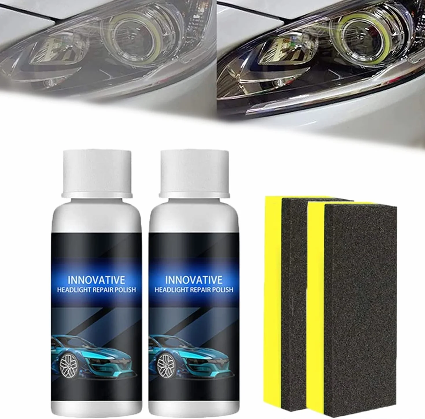 50ml Car Headlight Repair Fluid,2Pcs Headlight Renewal Polish,Car Headlight Polish Kit Scratch Repair Headlight Refurbishing Fluid,Keep Clear Headlight Coating for Car