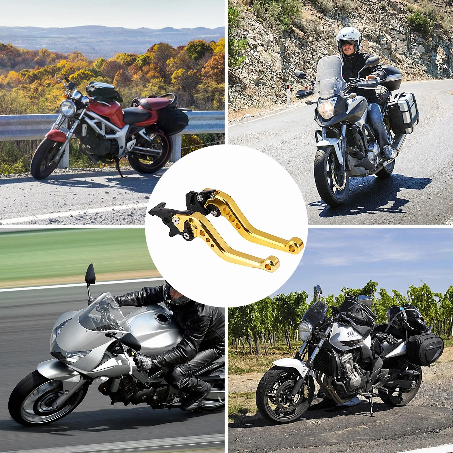 FTVOGUE Uchwyt dźwigni hamulcowej, 1 para dźwigni hamulca sprzęgła motocyklowego, ze stopu aluminium, CNC, uniwersalny uchwyt dźwigni hamulca, akcesoria motocyklowe (żółty)