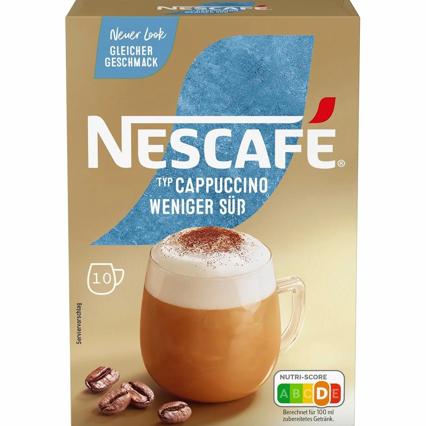 NESCAFÉ Złoty Cappuccino Mniej Słodkiego Napój w Proszku Kawa Natychmiastowa Pałeczki 4 Szt. (10 x 12,5 g)