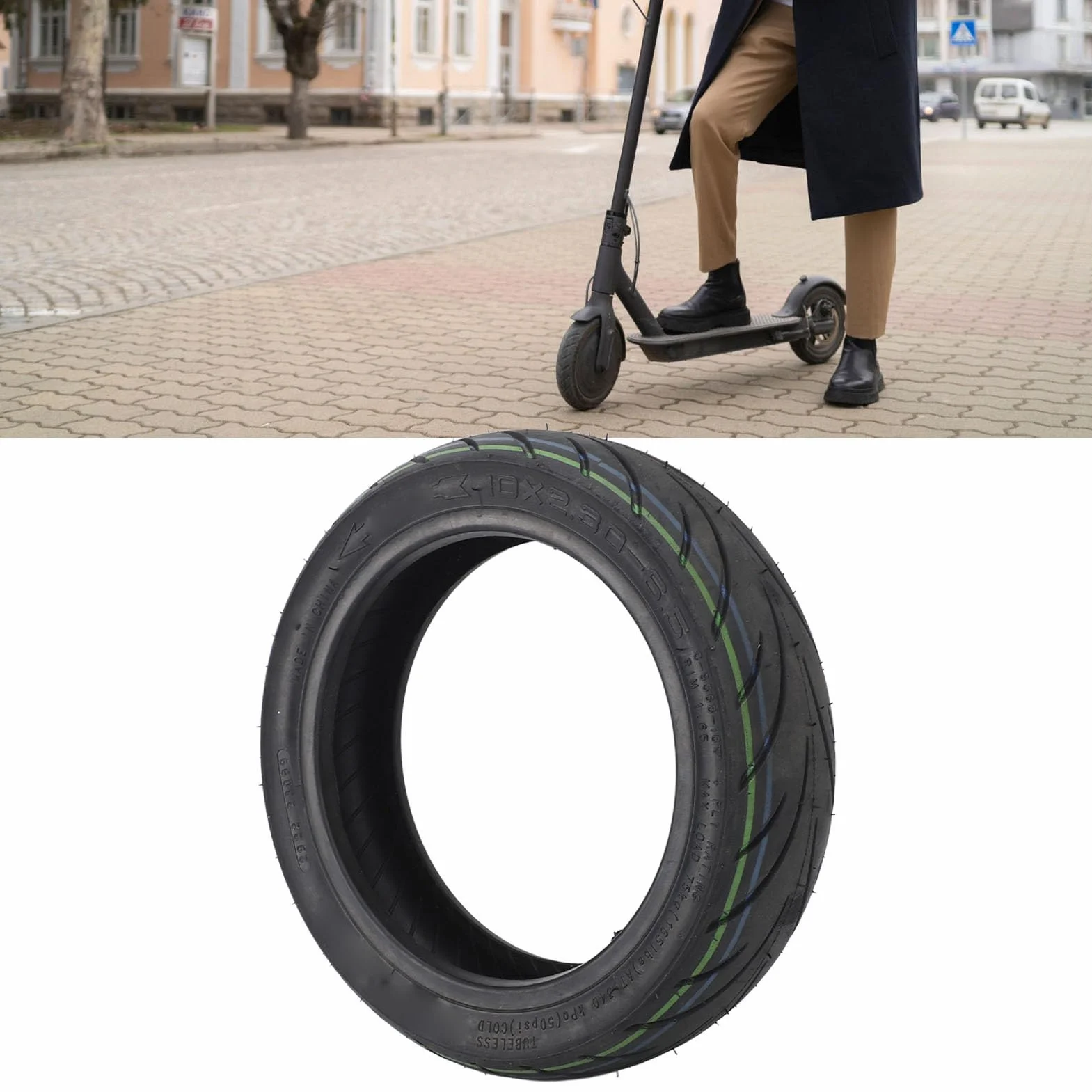 HERCHR Opony do skutera elektrycznego, 10 x 2,30 – 6,5 10 cali, opony bezdętkowe, guma, odporne na wybuchy i amortyzację uderzeń, zamiennik dla 2 KickScooter