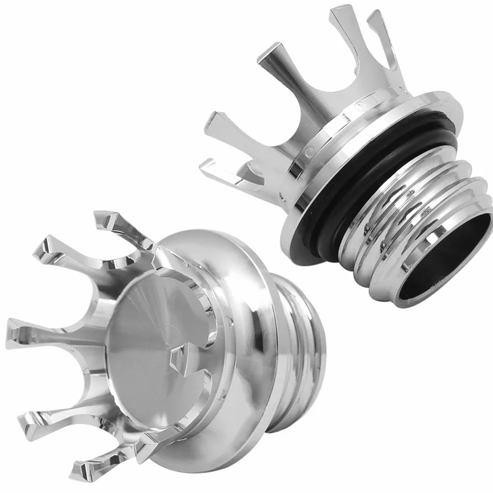 Motorcycle Retro Gas Cap Crown Style CNC Flush Oil Fuel Tank Cap for Harley Sportster 883 1200 Road King Dyna FLST Softail CVO Chrome