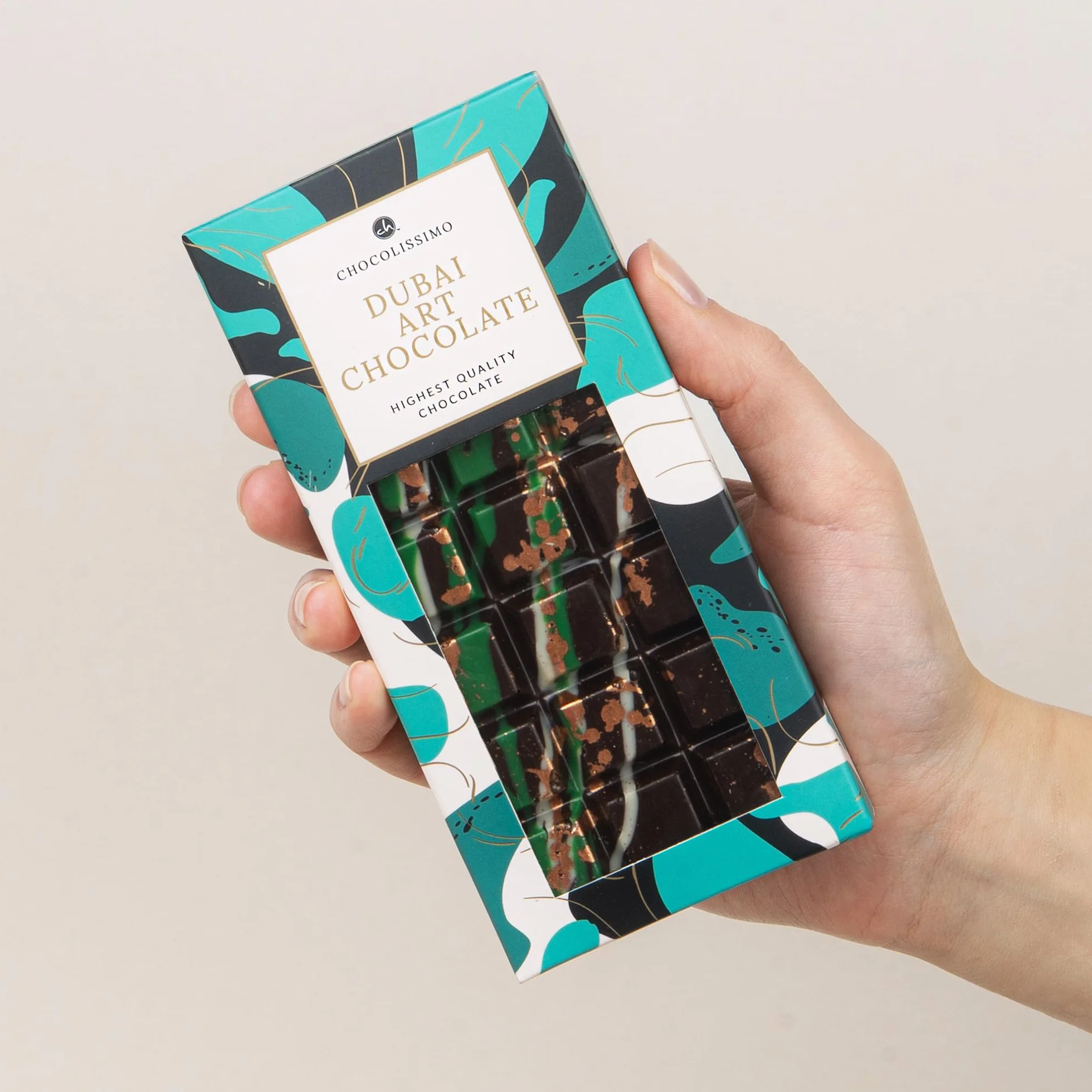CHOCOLISSIMO - Dubai Dark Chocolate - Czekolada Dubaj, Prezent dla kobiety, dla mężczyzny, Delikatna belgijska ciemna czekolada z nadzieniem pistacjowym i ciastem Kadayif, Czekolada pistacjowa premium