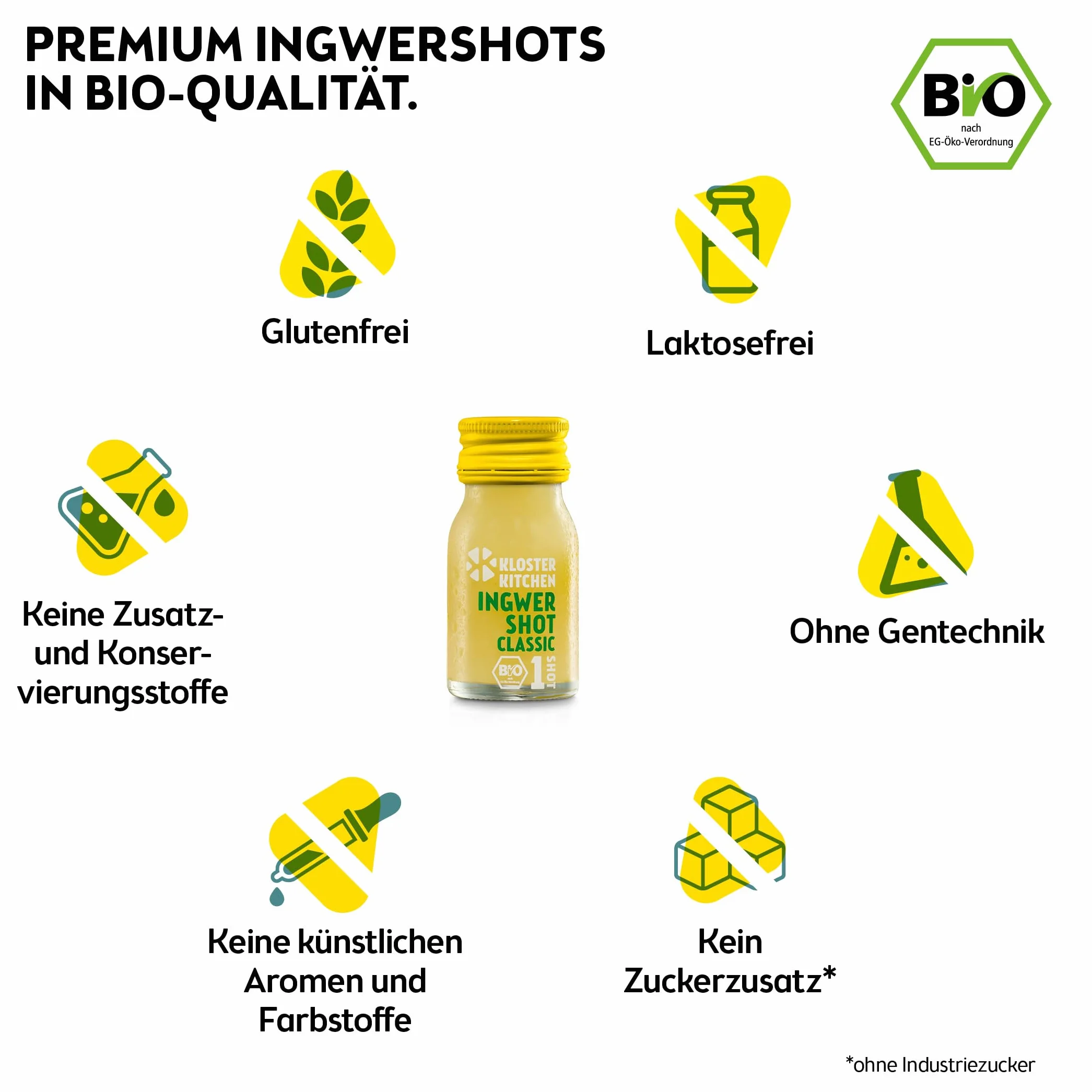 Kloster Kitchen Bio Imbir Shots kalendarz adwentowy na rok 2024, 35 porcji, wysokiej jakości napoje organiczne, prezent dla mężczyzn i kobiet, wegański i organiczny