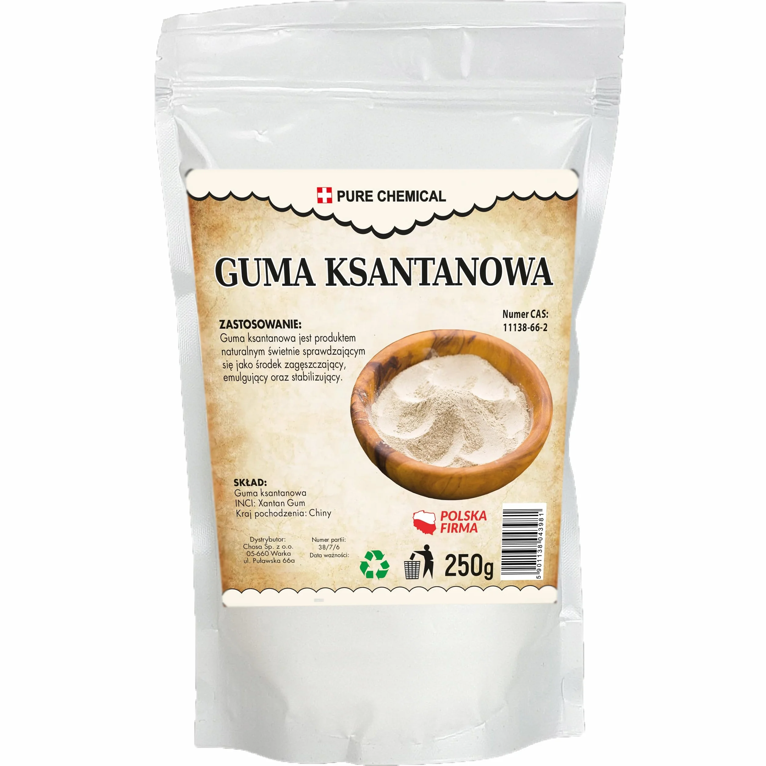 PURE CHEMICAL Natural Xanthangummi Pulver – Reines Verdickungsmittel & Bindemittel für Backen, Kochen, Saucen, Glutenfreie Rezepte, Stabilisator, Lebensmittelqualität Xanthangummi E415(250g)