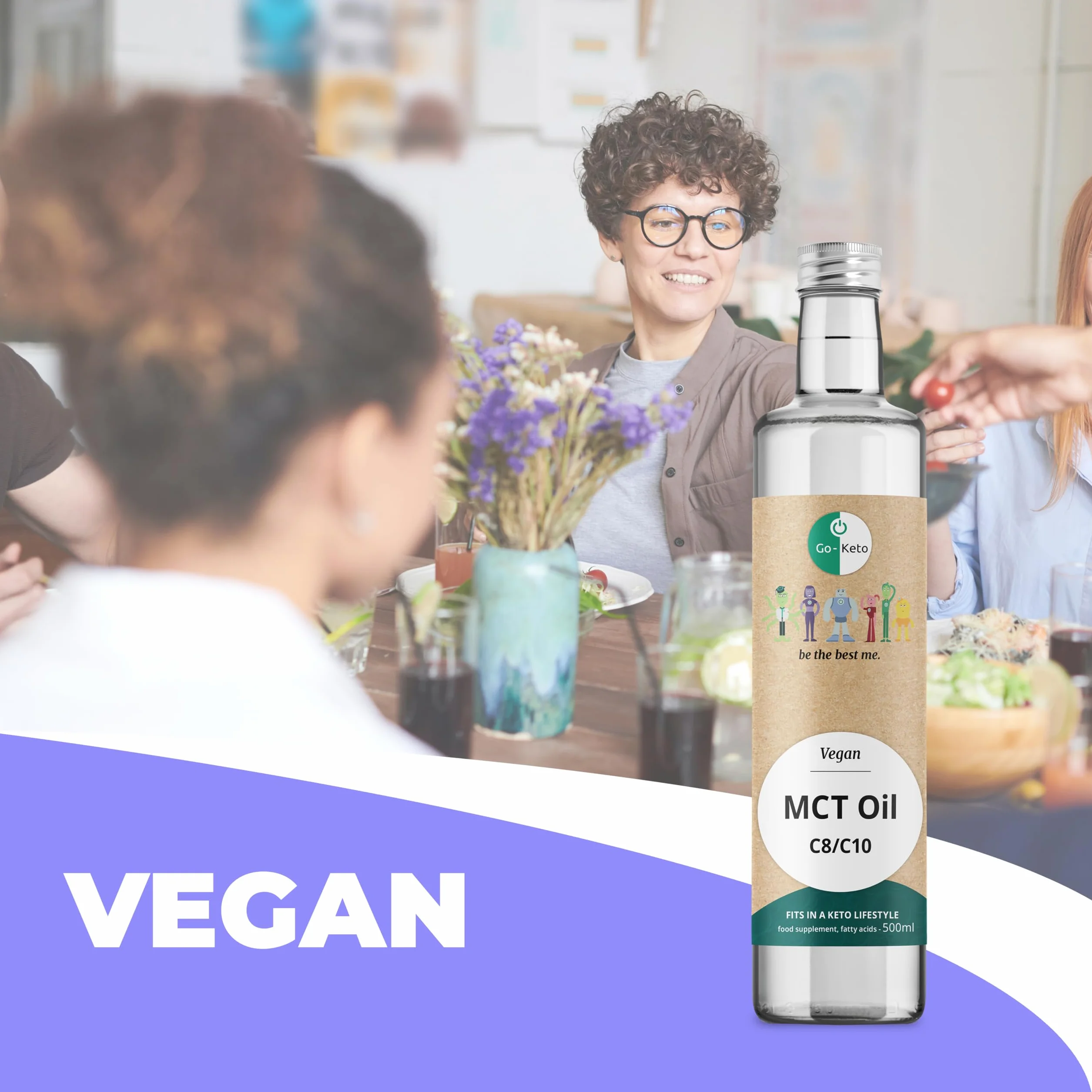 Go-Keto MCT Oil, 500 ml | Olej MCT C8 / C10, 100% olej kokosowy bez oleju palmowego | idealny do diety keto | idealny do kawy Bulletproof Coffee lub keto shake'a | wegański, Low Carb