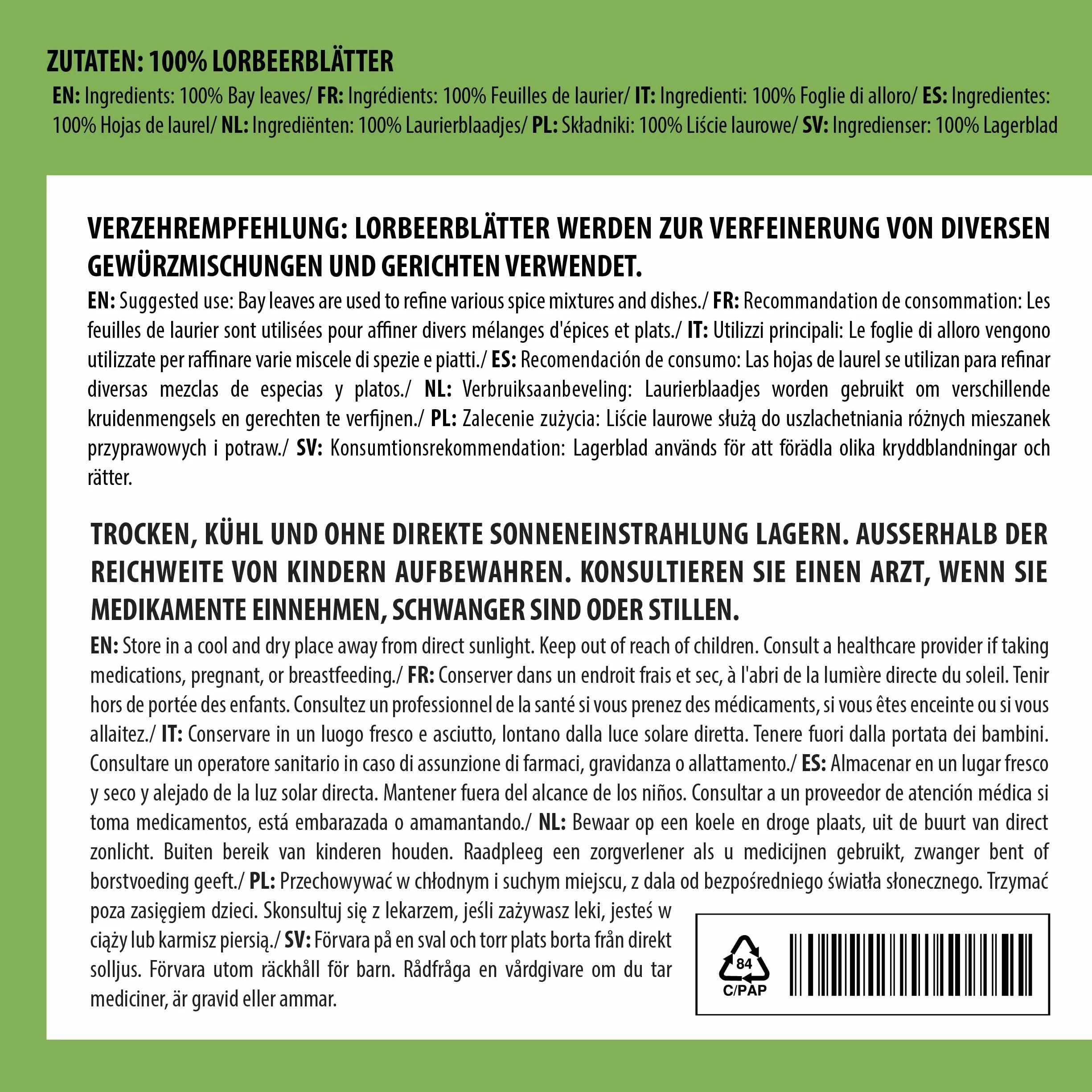 Alpi Nature Liście Laurowe 250g, Suszone Całe Liście, Przyprawa Liść Laurowy