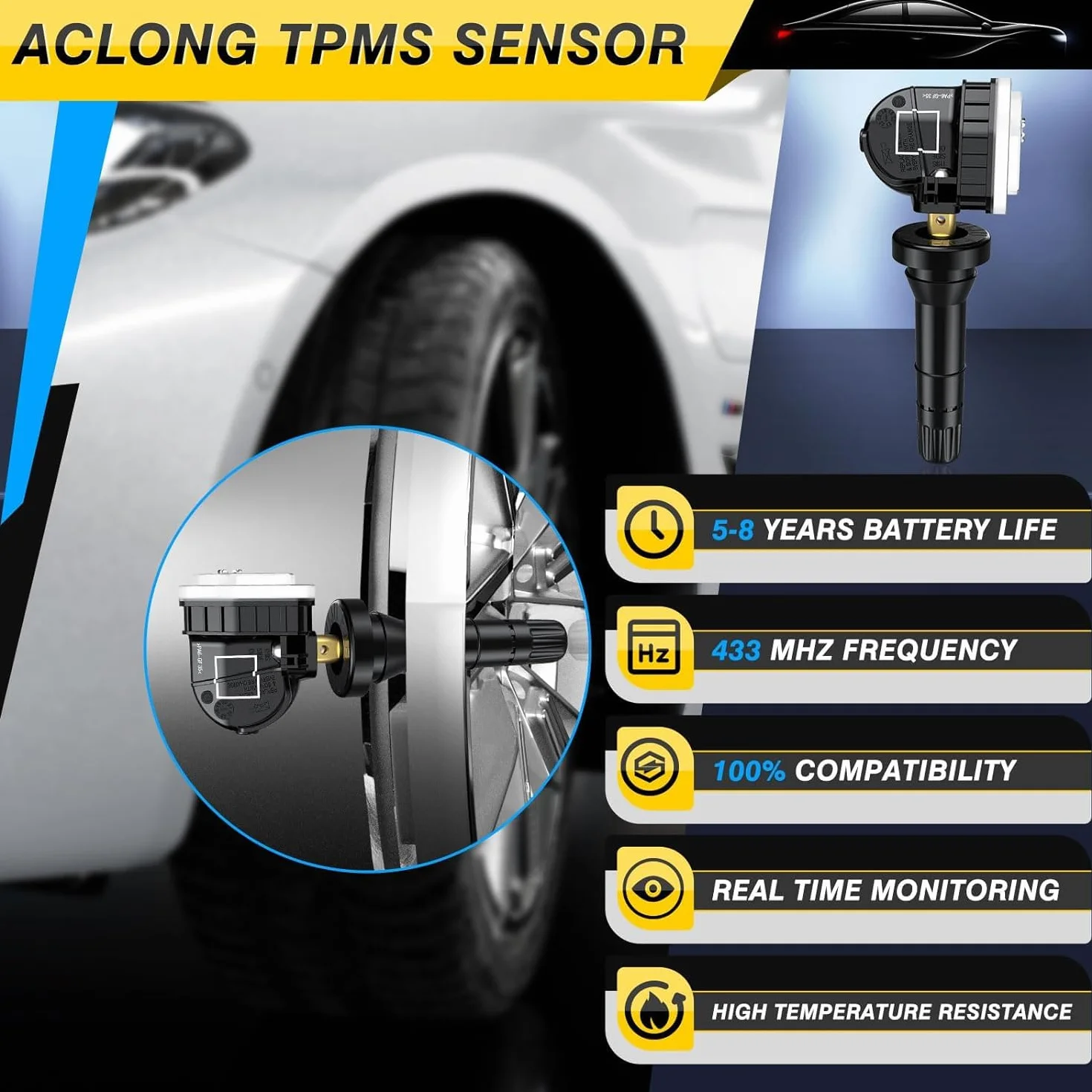Czujnik ciśnienia w oponach, system kontroli ciśnienia w oponach TPMS czujnik RDKS 433 MHz do OPEL Antara Corsa Insignia Meriva Mokka Zafira, czujnik TPMS 13506028 13594222, 4 sztuki