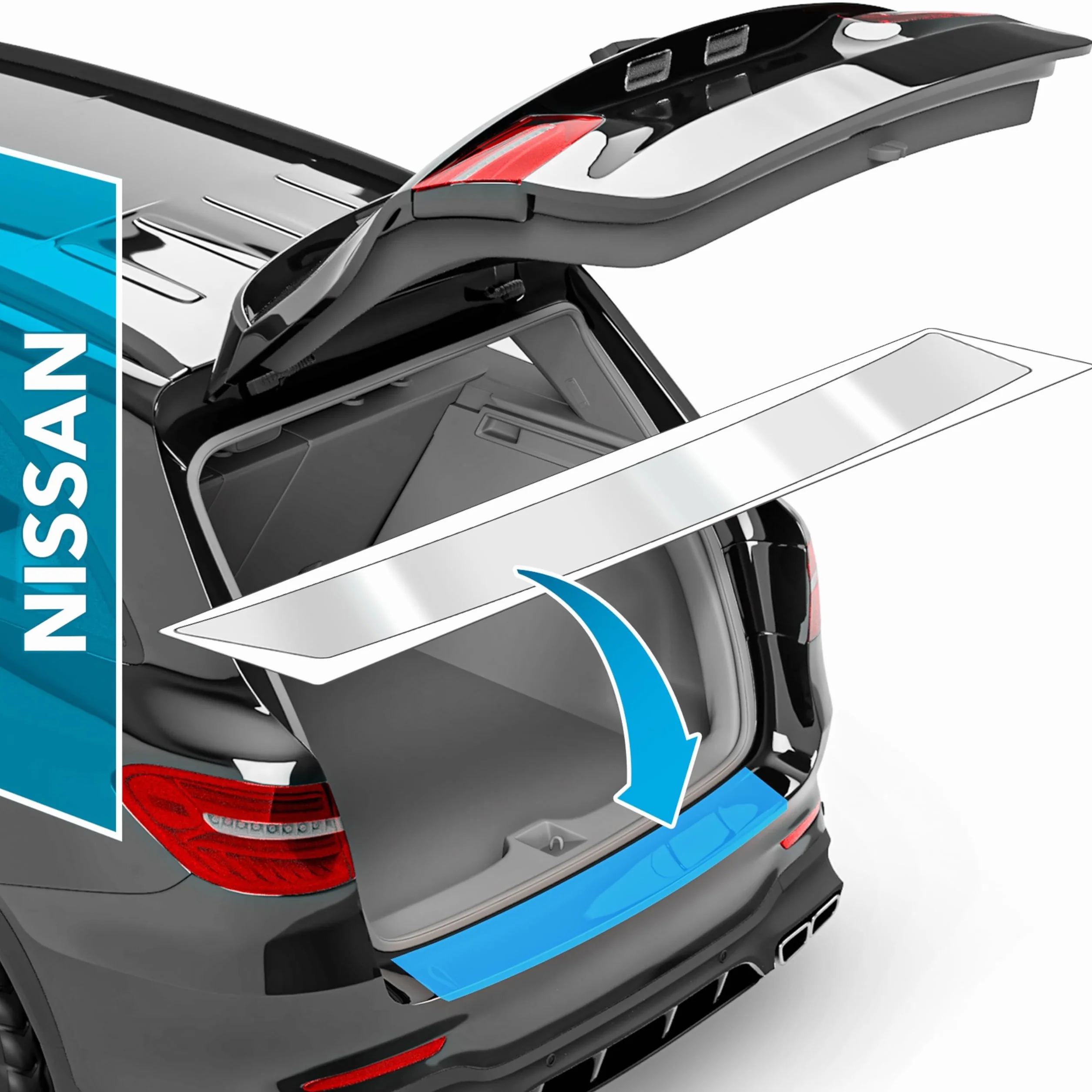 uProtect folia ochronna na krawędź załadunkową kompatybilny z Nissan Qashqai 3 (III) J12 I 2021-2026 - ochrona przed zarysowaniami, folia ochronna na lakier - przezroczysty błyszczący