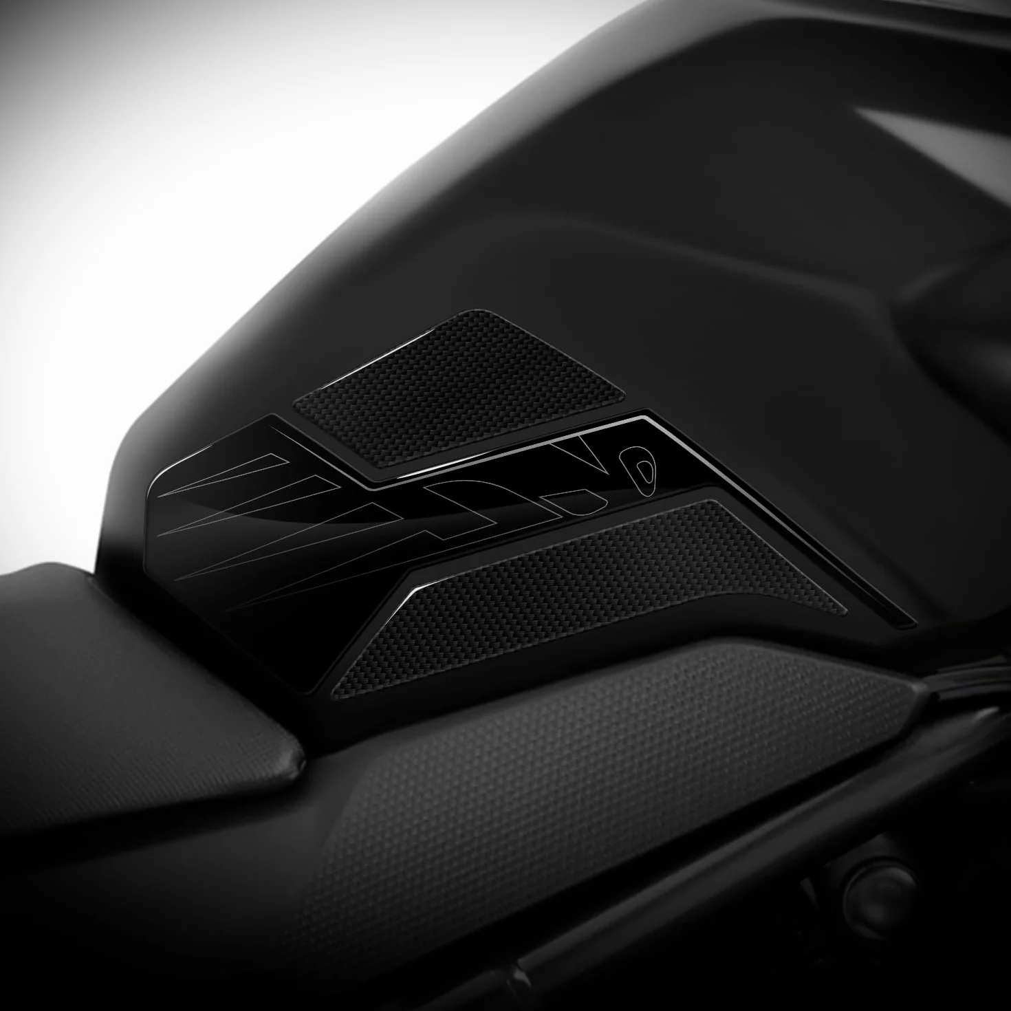 Az Graphishop Naklejki boczne na zbiornik z żywicy 3D kompatybilne z Honda CB750 Hornet 2025-2026 Ochrona przed uderzeniami i zadrapaniami Made in Italy L-HORN750-25 (ballistic Black Metallic)