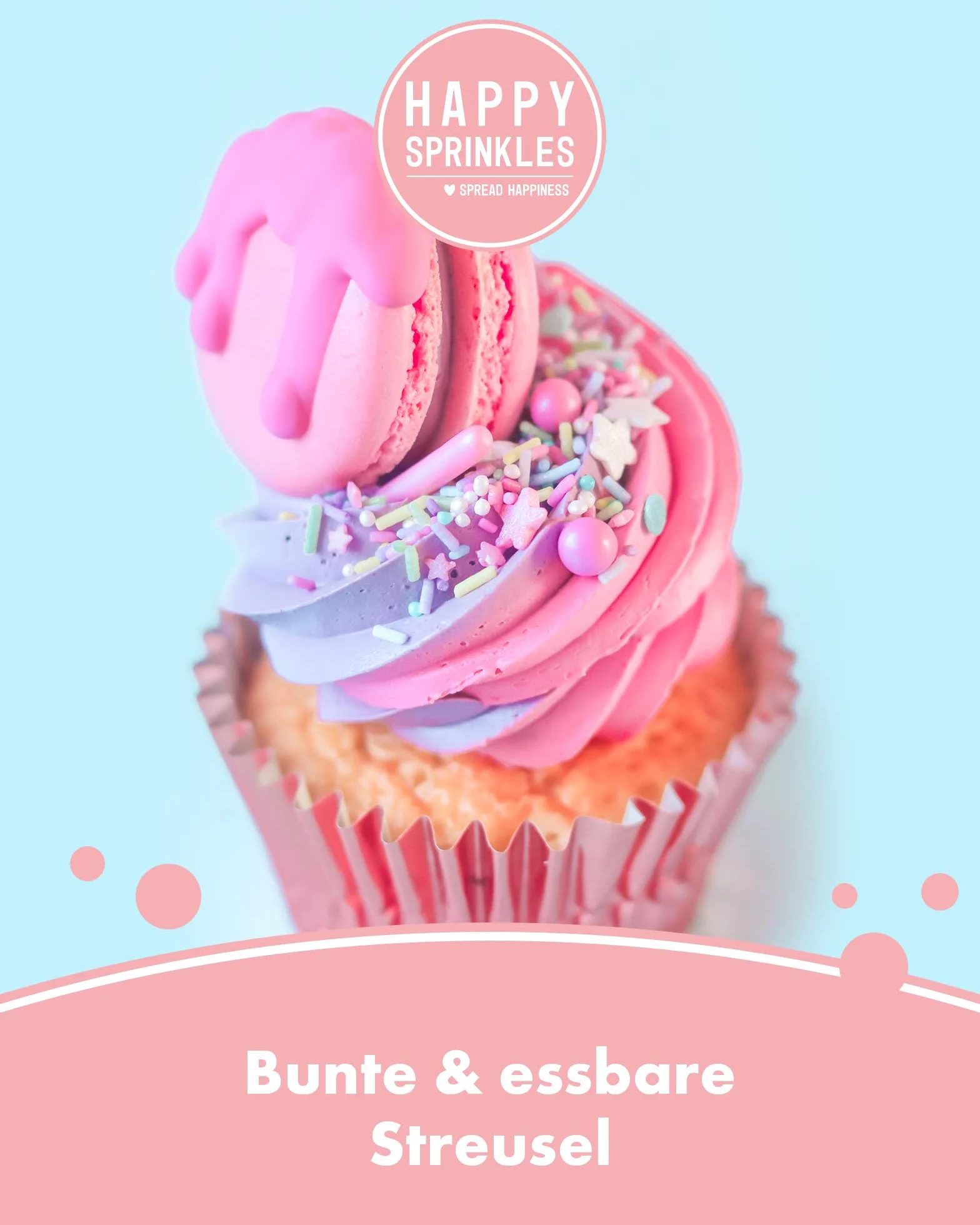 Happy Sprinkles Pastel Vibes 90 g, kolorowa posypka z czekoladą do dekoracji, idealna dekoracja na tort, nadaje się do ciastek, lodów i ciast