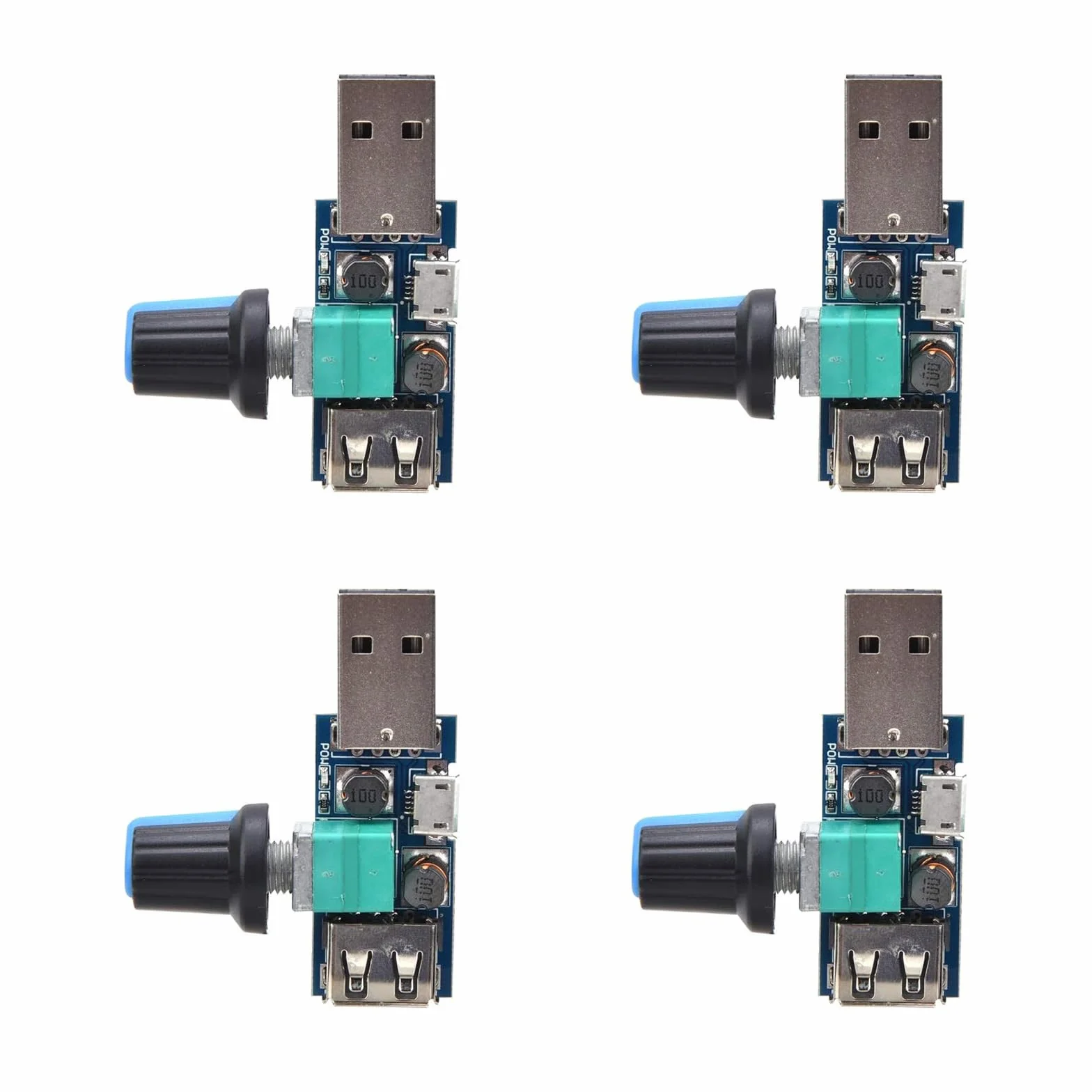 GERUI Mini wentylator 5 V, regulator prędkości obrotowej USB, regulator prędkości obrotowej DC 4-12 V do 2,5-8 V, regulator prędkości obrotowej z przełącznikiem