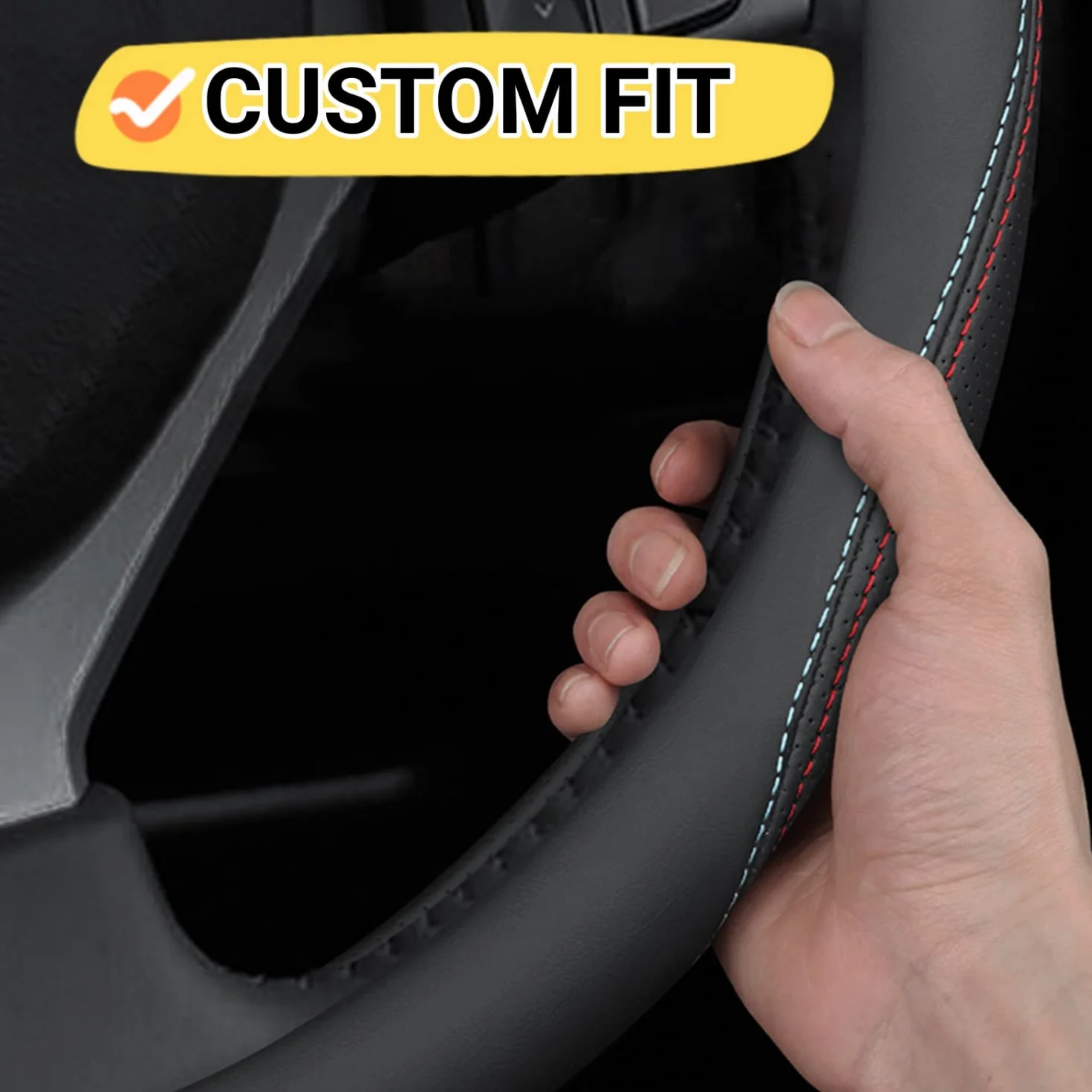 Car Steering Wheel Cover Compatible with Toyota Camry 2025 2024 1983-2023 Year, Breathable Premium Leather, Anti-Slip Design, B-Style