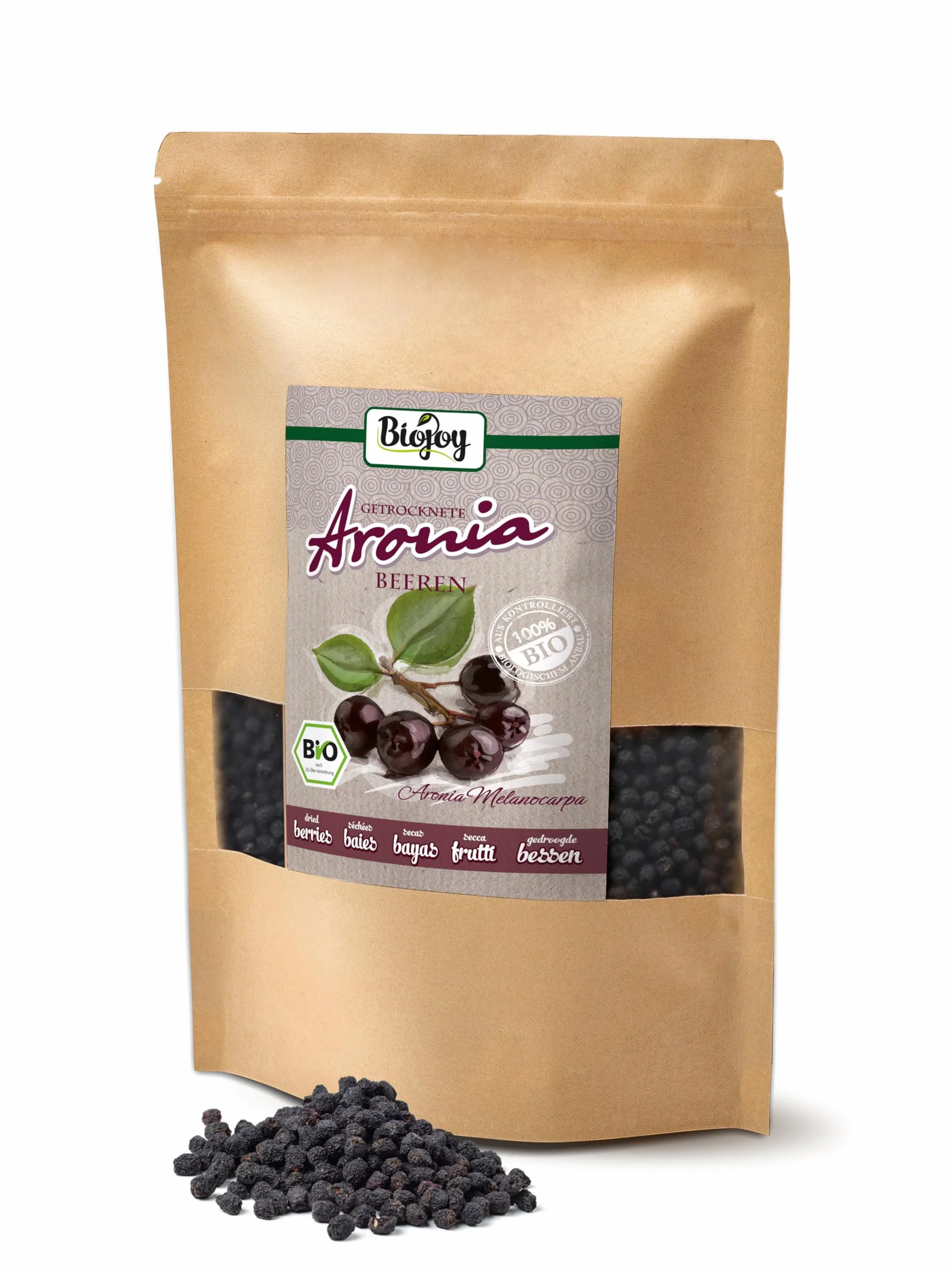 Biojoy BIO-Owoce Aronii suszone 1 kg całe owoce Aronia melanocarpa