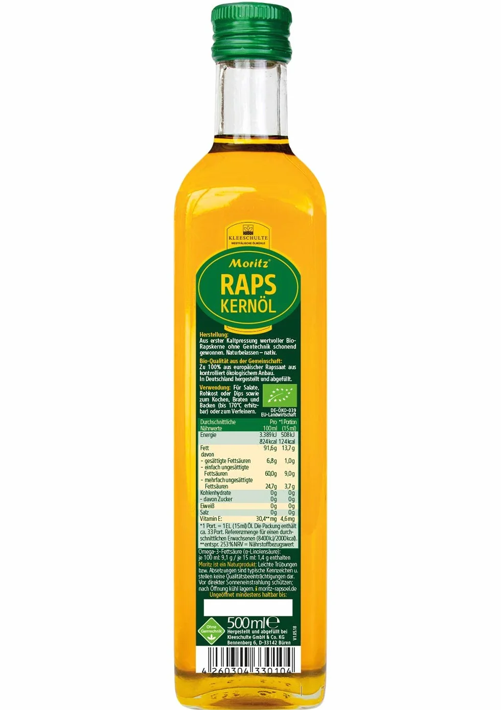 MORITZ BIO Rapskernöl SPARPAKET 6x500ml Karton