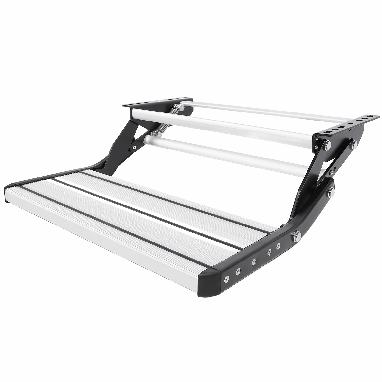 Stopień do Samochodu Kempingowego, stopień do Samochodu Kempingowego, Składana Drabina Aluminiowa, Szeroka Powierzchnia Antypoślizgowa, nośność do 200 Kg, Drabinka Schodowa Jako