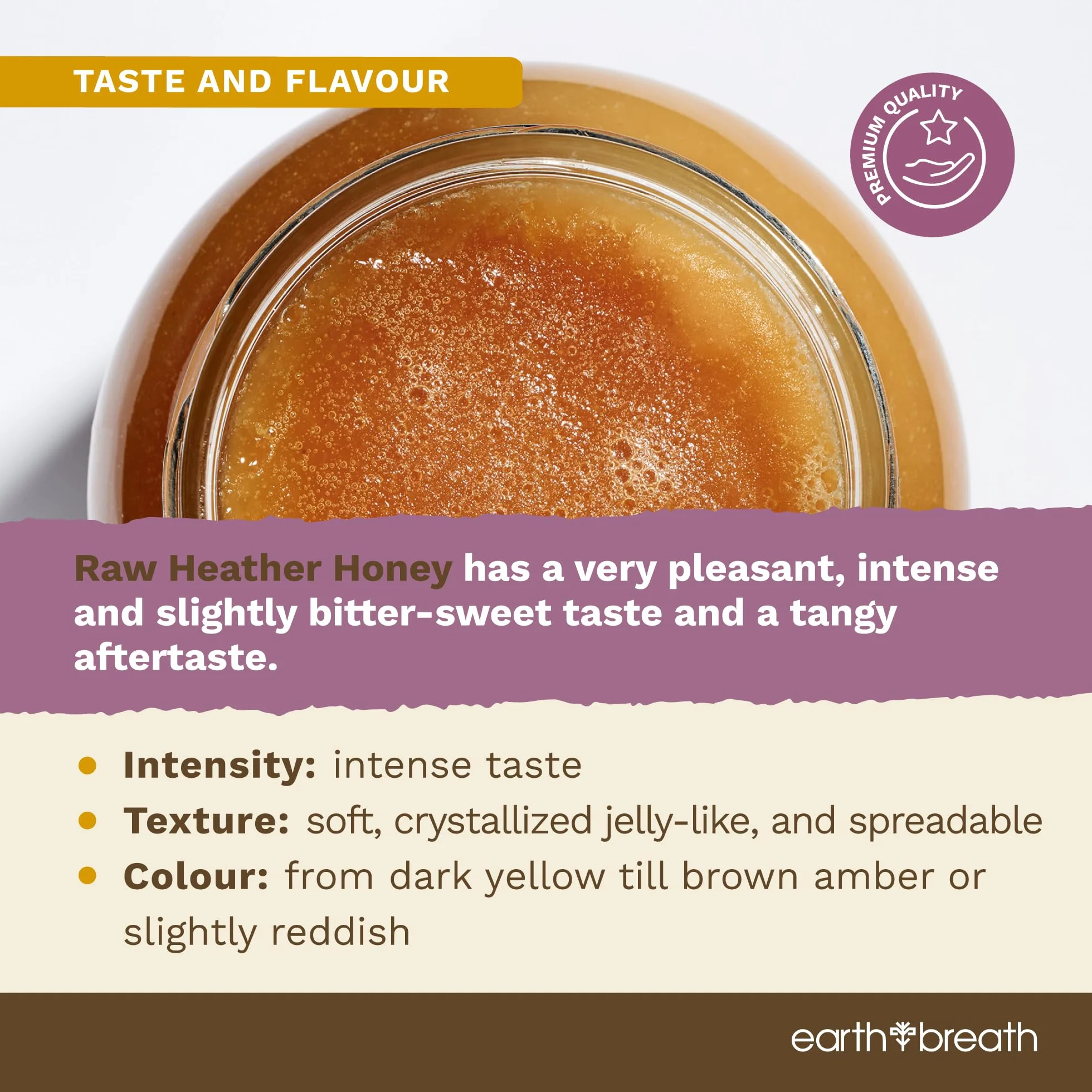 Earthbreath Wild Ling Heather Raw Honey - 1,4 kg - czysty, nieprzetworzony, niepasteryzowany - z pojedynczej pasiery, naturalny słodzik do gotowania, herbaty, soku, napojów, żywności - szklany słoik