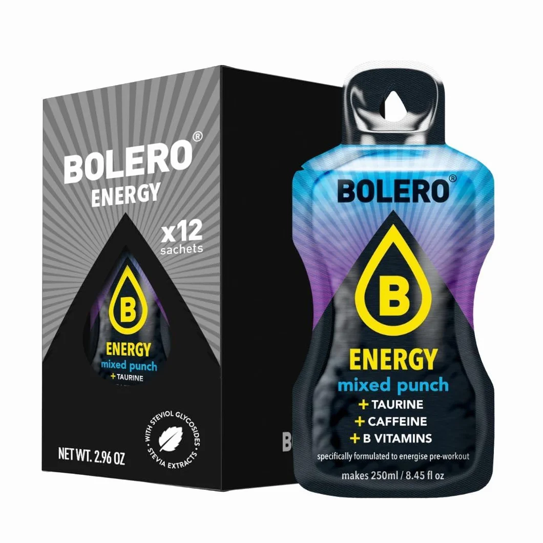 Bolero Energy | Sugar-Free Powder Drink | Vegan & Gluten-Free | For Active Lifestyles (12x7g, Mixed Punch)