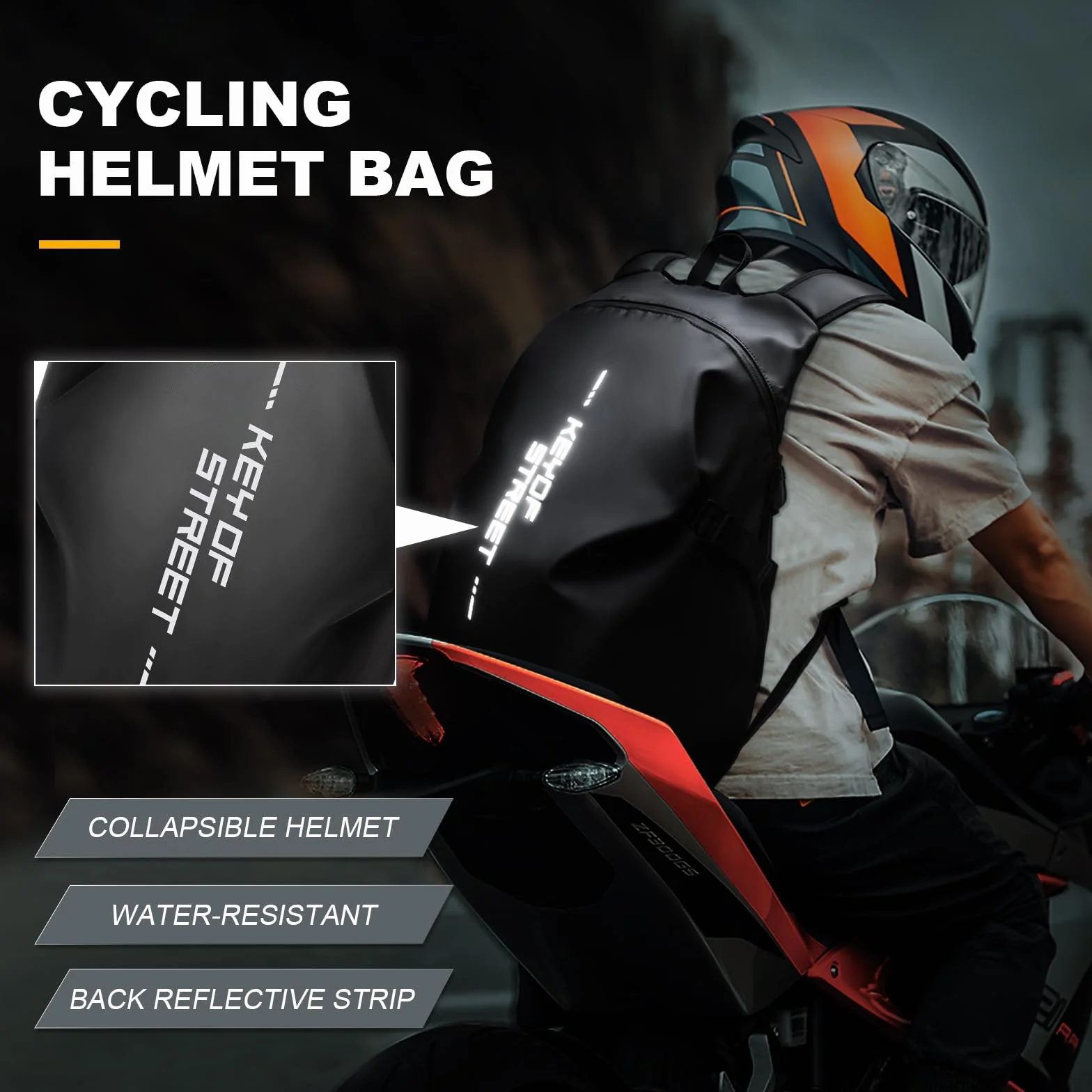 Plecak na Kask Motocyklowy dla Mężczyzn Kobiet Plecak Motocyklowy Torba na Kask Motocyklowy Wodoodporna Plecaki Motocyklowe Plecak na Kask Jeździecki Motorcycle Helmet Holder Case,Czarny L