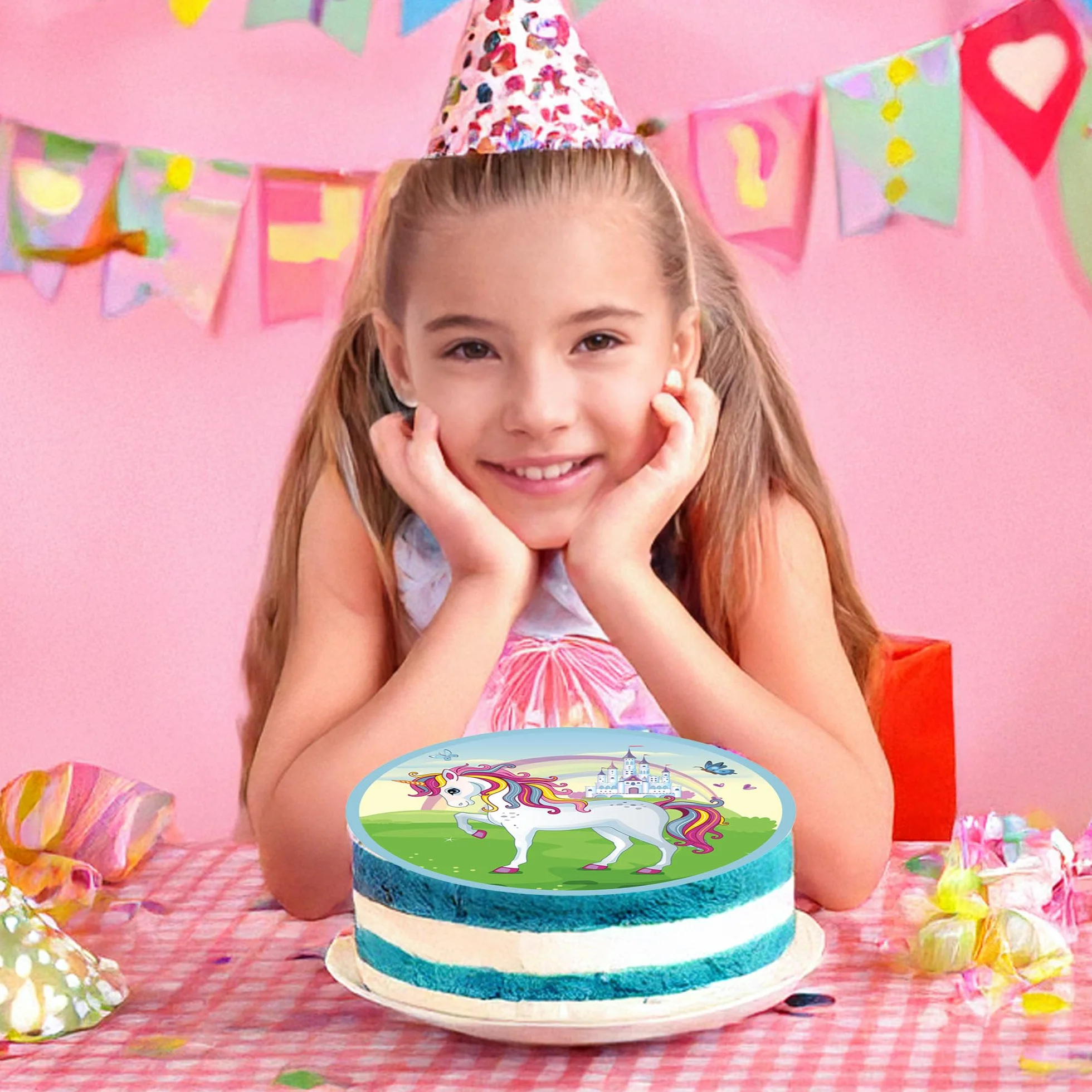 Jadalna dekoracja tortu jednorożec fondant okrągły Ø 20 cm