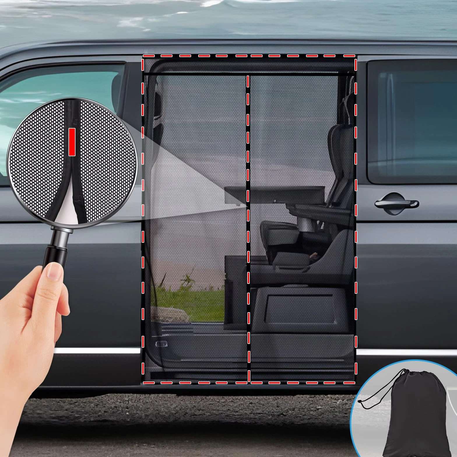 ZATOOTO Moskitiera magnetyczna do VW T5 T6 ochrona przed owadami siatka zacieniająca drzwi boczne