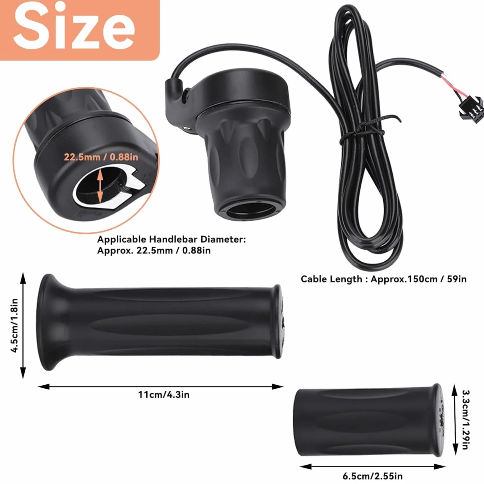 Samfox Twist Throttle, 1 para uniwersalny uchwyt do przepustnicy rowerowej 22,5 mm elektryczny rower skuter prędkość uchwyt przepustnicy
