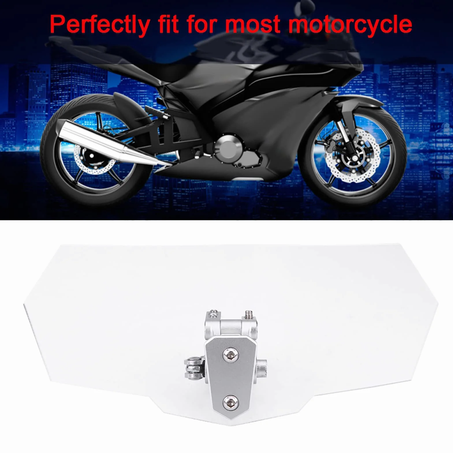 KIMISS Przednia szyba motocykla, przednia szyba z regulowanym uchwytem, przednie okno z tworzywa ABS, uniwersalne akcesoria bezpieczeństwa