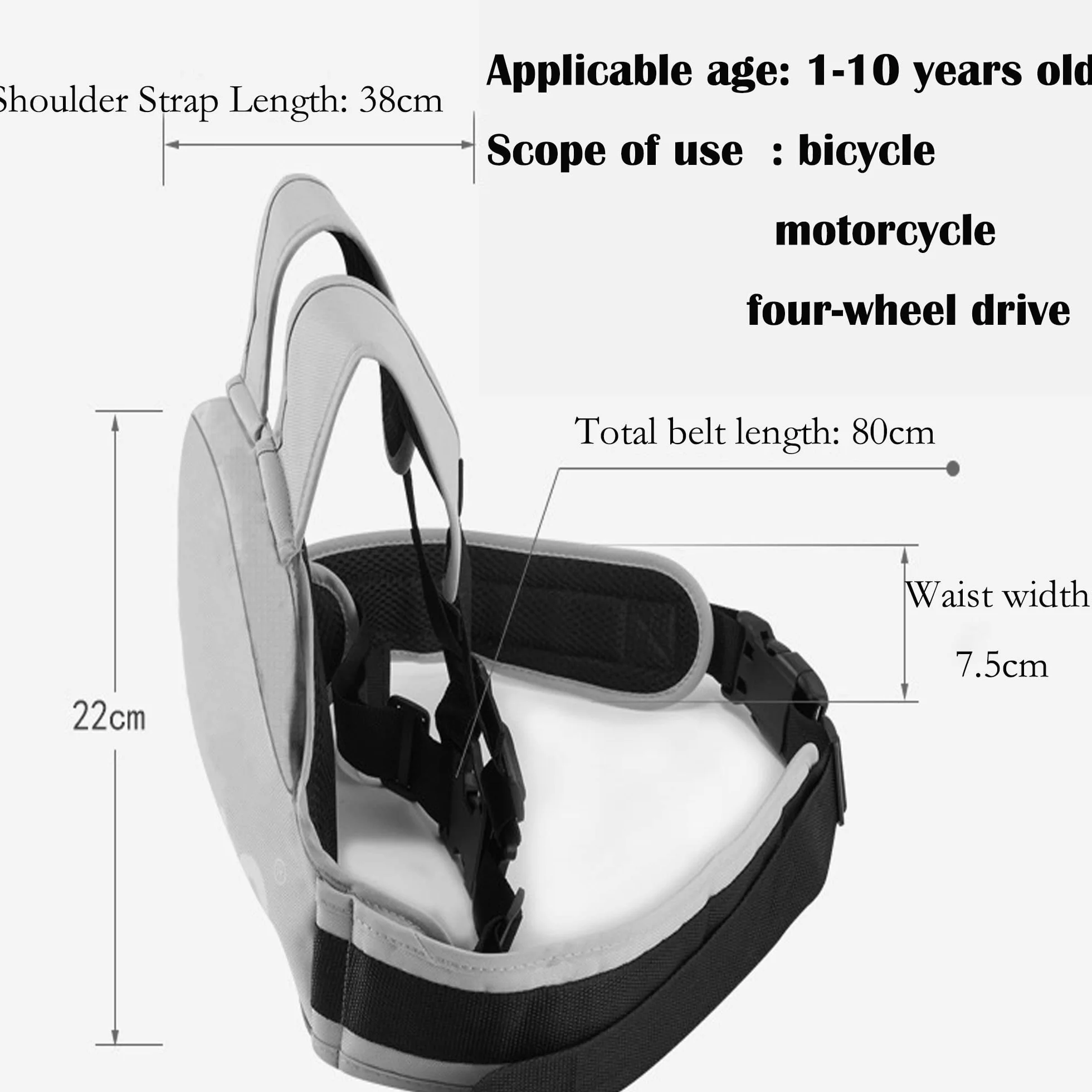 Dziecięcy pas rowerowy, dziecięcy motocyklowy pas bezpieczeństwa,dziecięce tylne pasy bezpieczeństwa chroniące przed upadkiem,dziecięcy regulowany pas motocyklowy, odpowiedni do rowerów