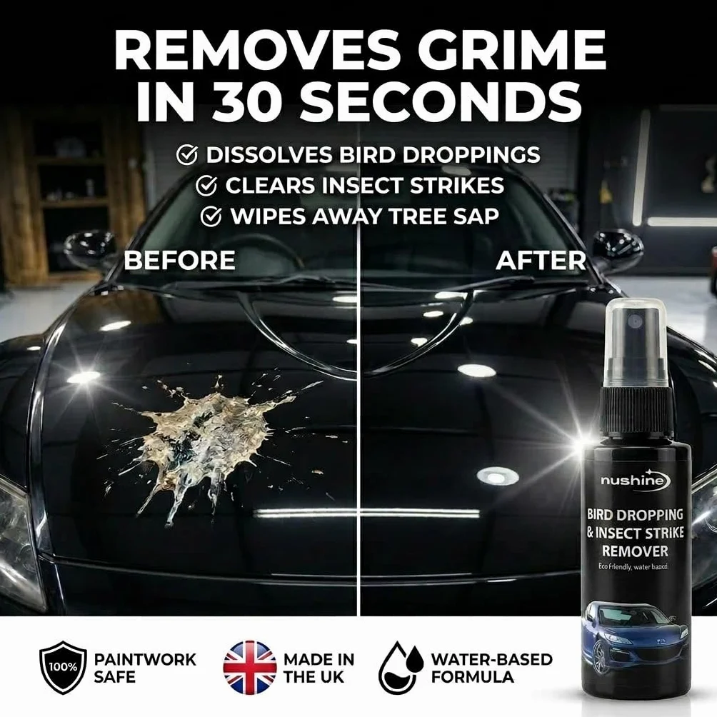 Nushine Spray do usuwania odchodów ptaków i owadów 50 ml (przyjazna dla środowiska formułą)