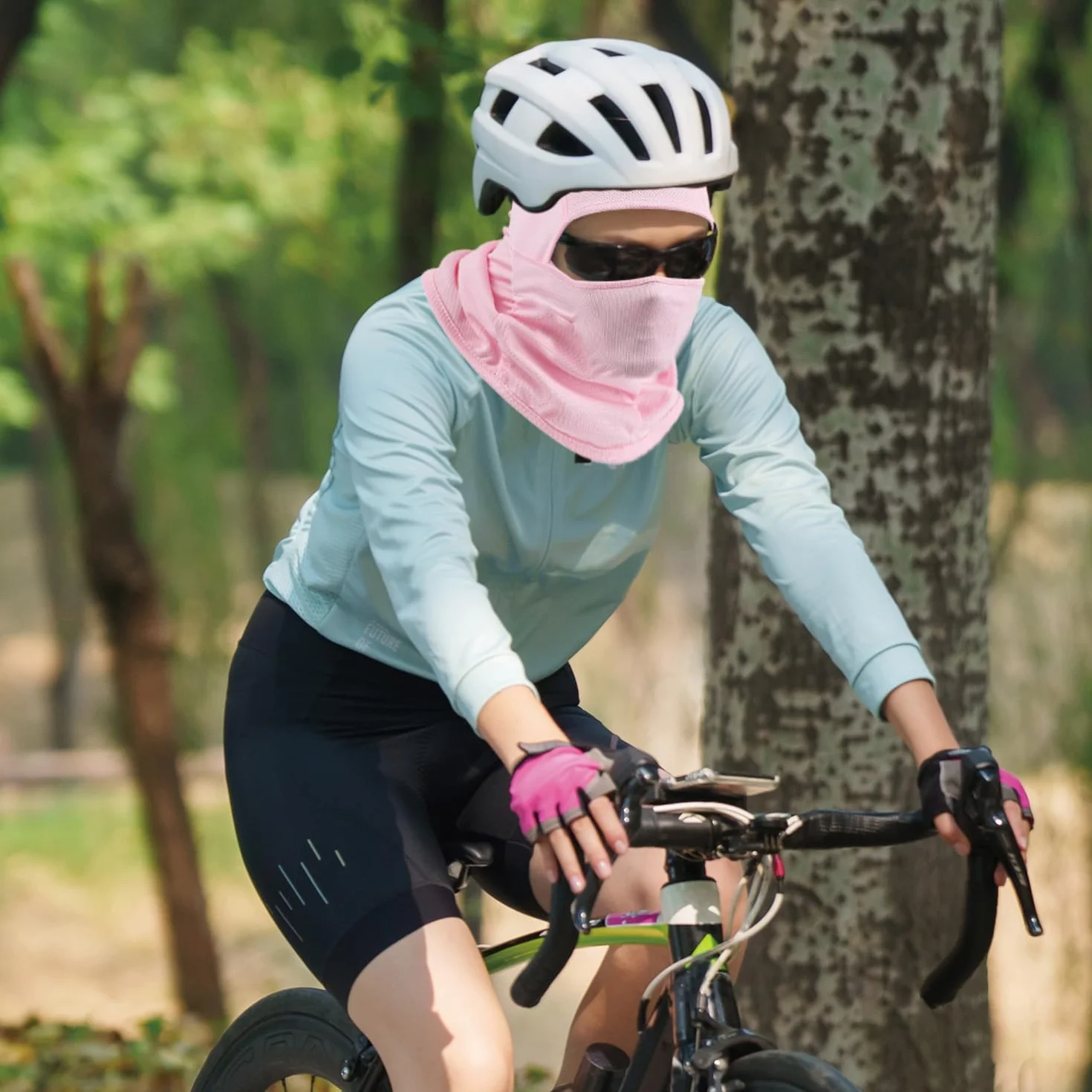 Kominiarka Motocyklowa, Kominiarka Kaptur na twarz,Oddychająca Ochrona Przeciwsłoneczna, do Motocykla Jazda na Rowerze Sporty Świeżym Powietrzu Letnia Maska, Dla Obu Płci, Różowy