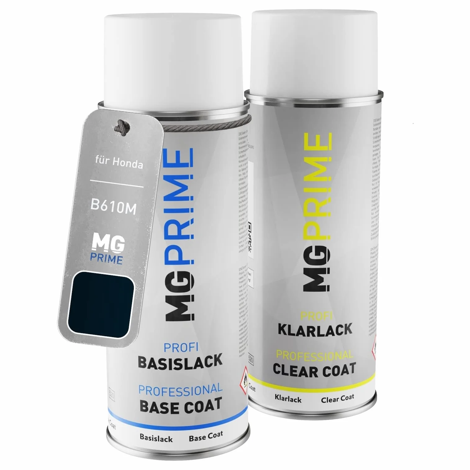 MG PRIME Lakier samochodowy Zestaw puszek do sprayu dla Honda B610M Midnight Blue Beam Metallic/Bleu Nuit Radiant Metallic Lakier bazowy bezbarwny puszka 400ml