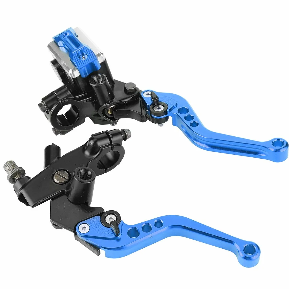 Dźwignia hamulca motocyklowego, uniwersalny motocykl 1 para 7/8" (22 mm) hamulec kierownicy ATV główny cylinder sprzęgła dźwignie zbiornika (niebieski)
