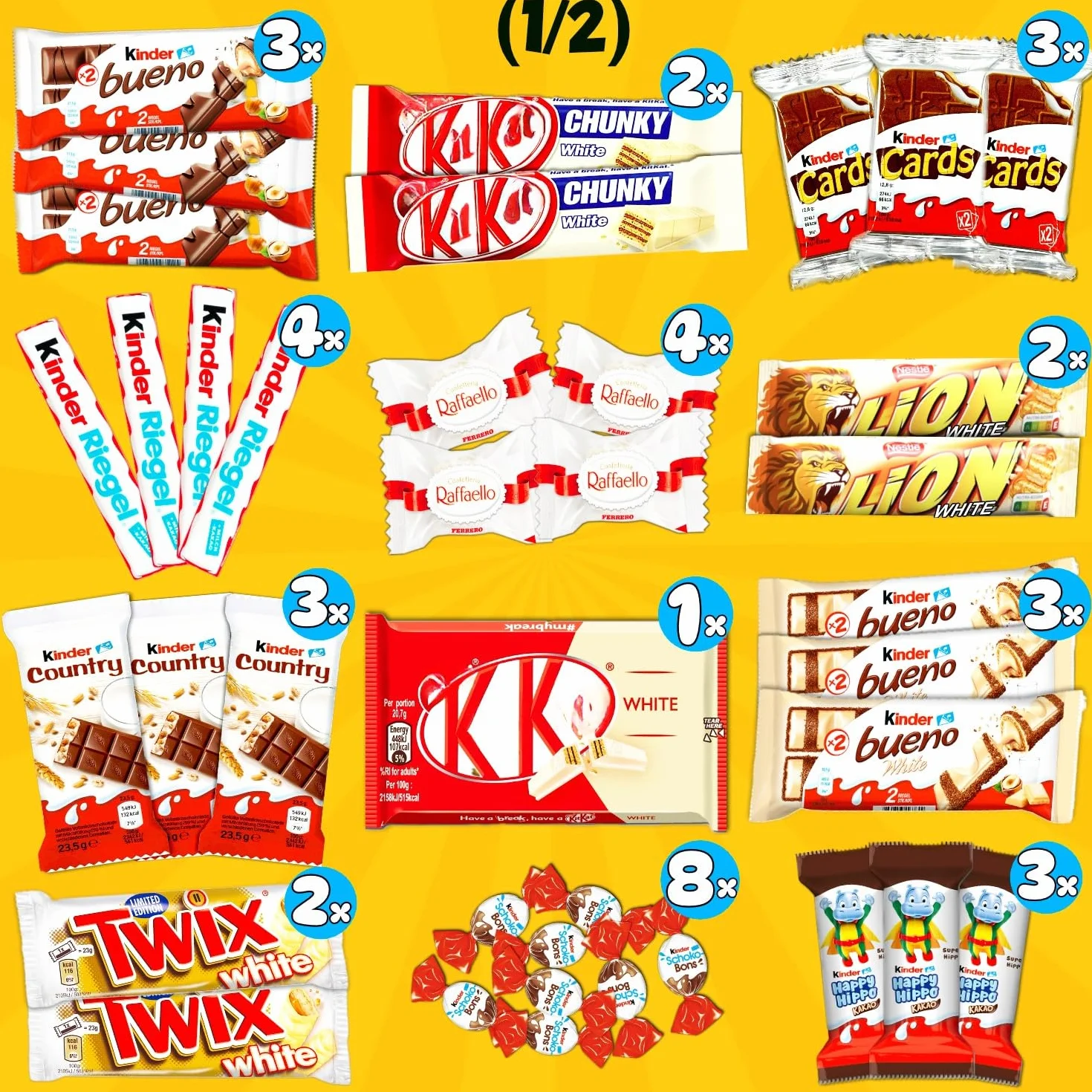 Pudełko czekoladek Candy & Bar XXL Ponad 60 sztuk Kinder Duplo Kitkat