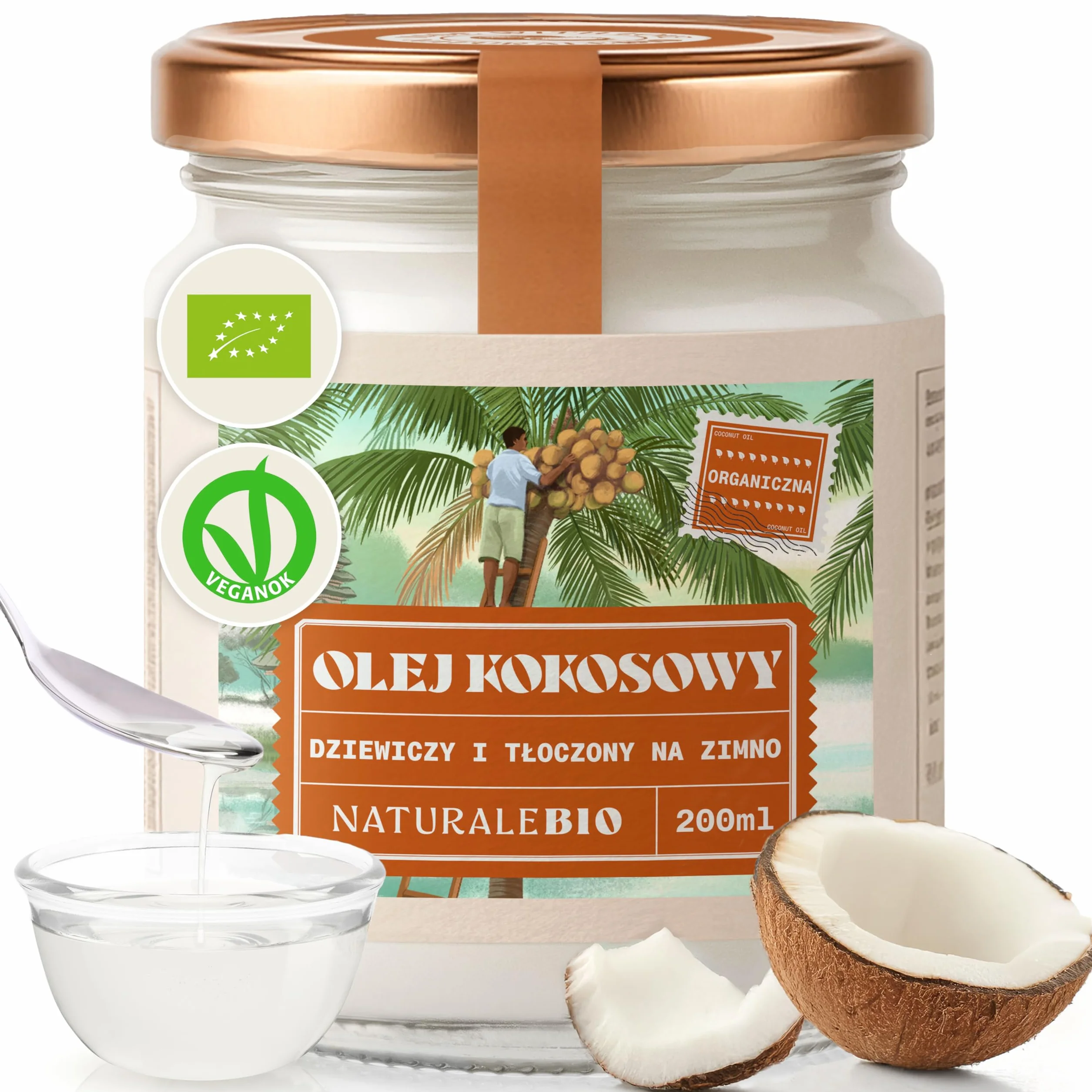 NaturaleBio Olej kokosowy ekologiczny Extra Virgin 200 ml