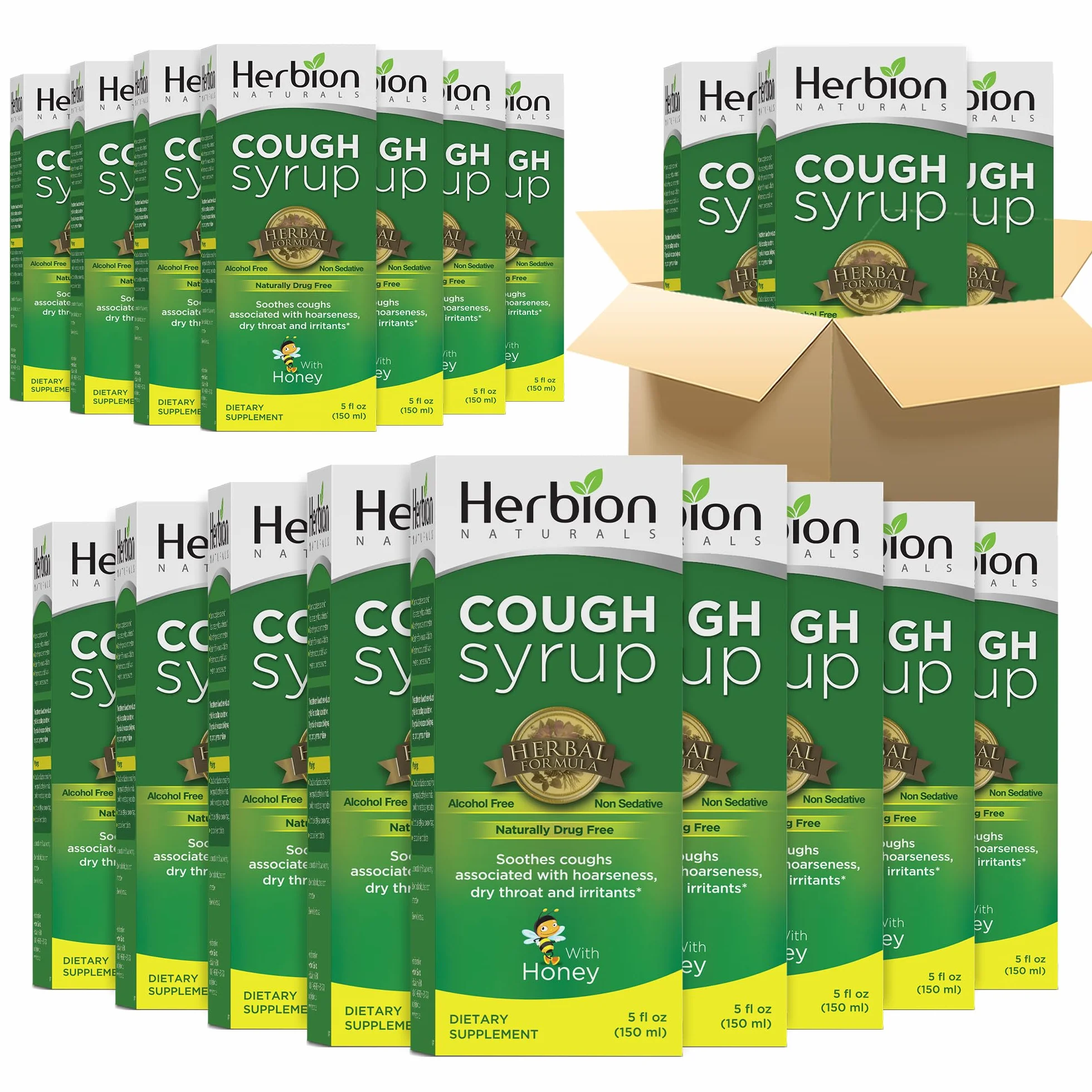 Herbion Naturals Syrop na kaszel z miodem - 5 FL Oz - pomaga na kaszel i łagodzi ból gardła - dla dorosłych i dzieci od 13 miesięcy - 24 syropy na kaszel