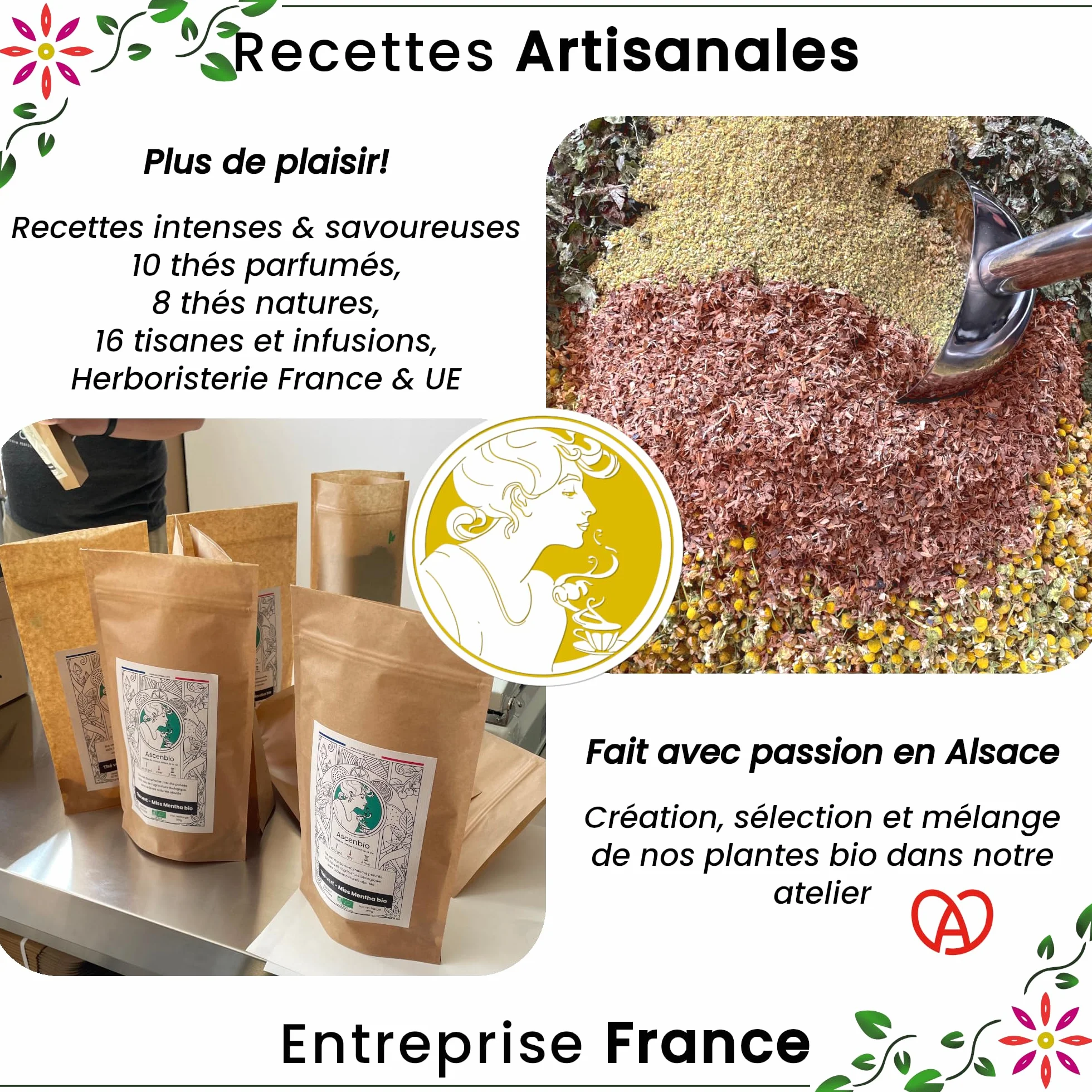 Ascenbio Oryginalna organiczna herbata Oolong: niebieska herbata smoka, półoksydowana 180g ✿ Przygotowana i pakowana we Francji ✿ Opakowanie biodegradowalne