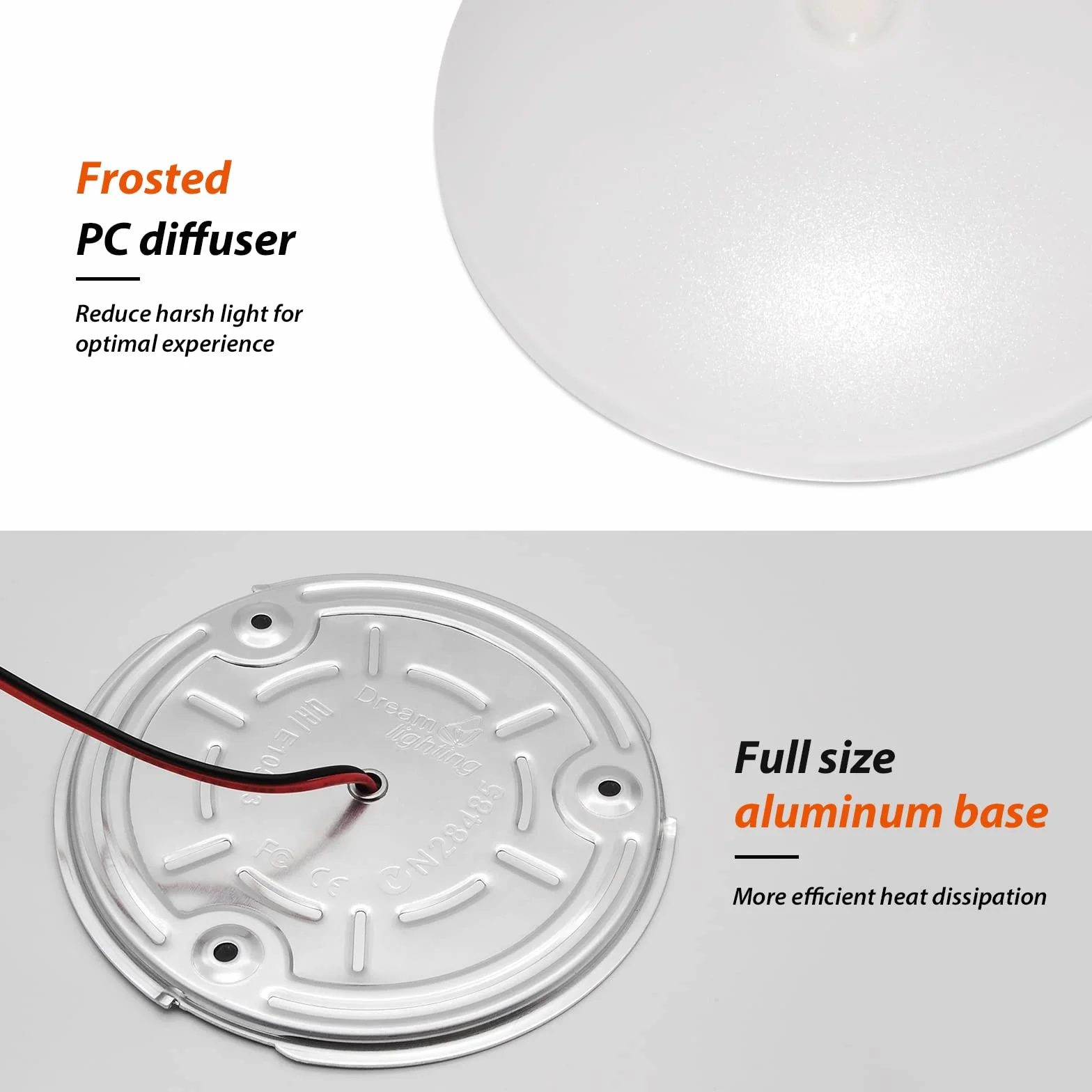 Dream Lighting Lampy sufitowe 12 V, ciepła biel, do przyczepy kempingowej, kampera, furgonetki, wewnętrzne oświetlenie LED z włącznikiem widocznym w nocy, 3000 K, okrągłe światła 11,4 cm
