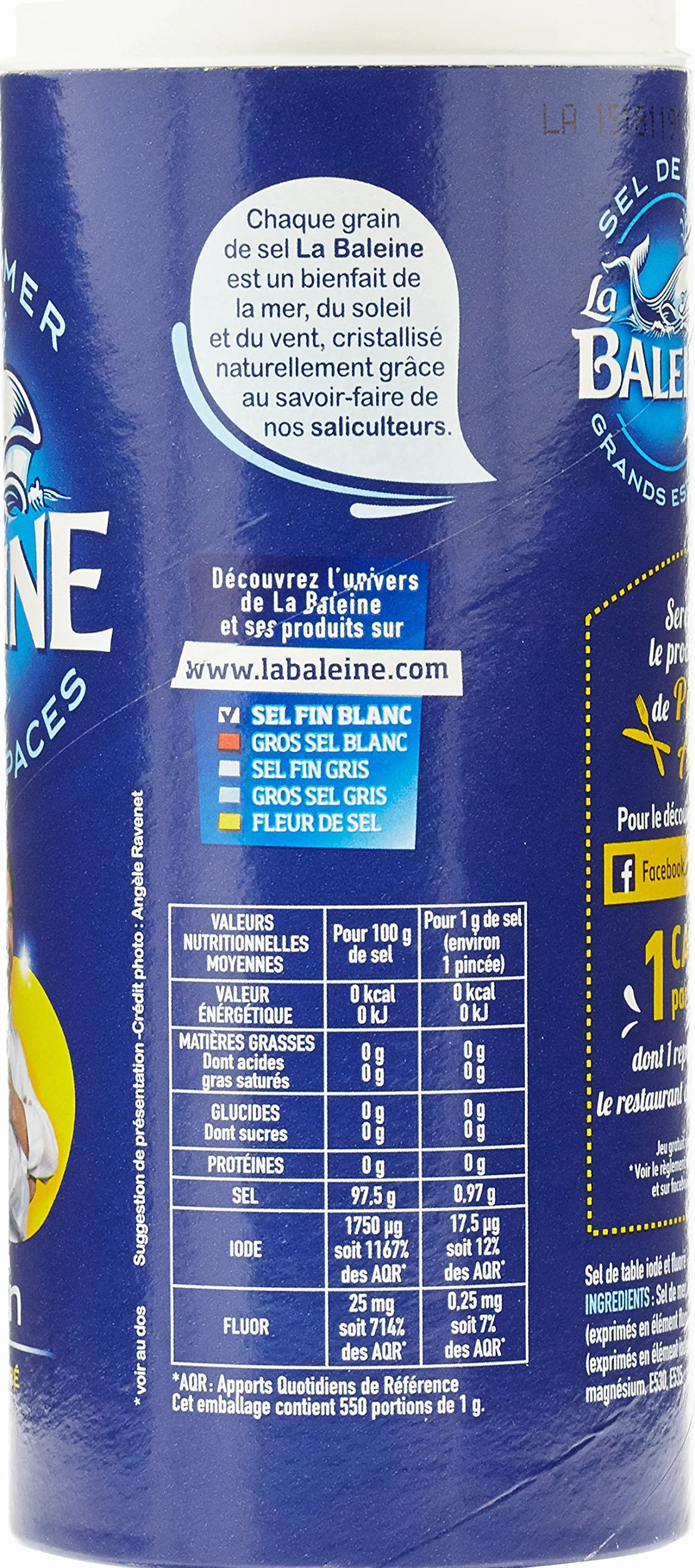 La Baleine Drobna sól jodowana 550 g