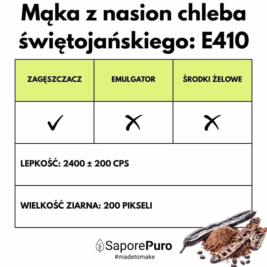 Saporepuro Mączka z nasion chleba świętojańskiego 50 g bezglutenowa zagęstnik żelujący