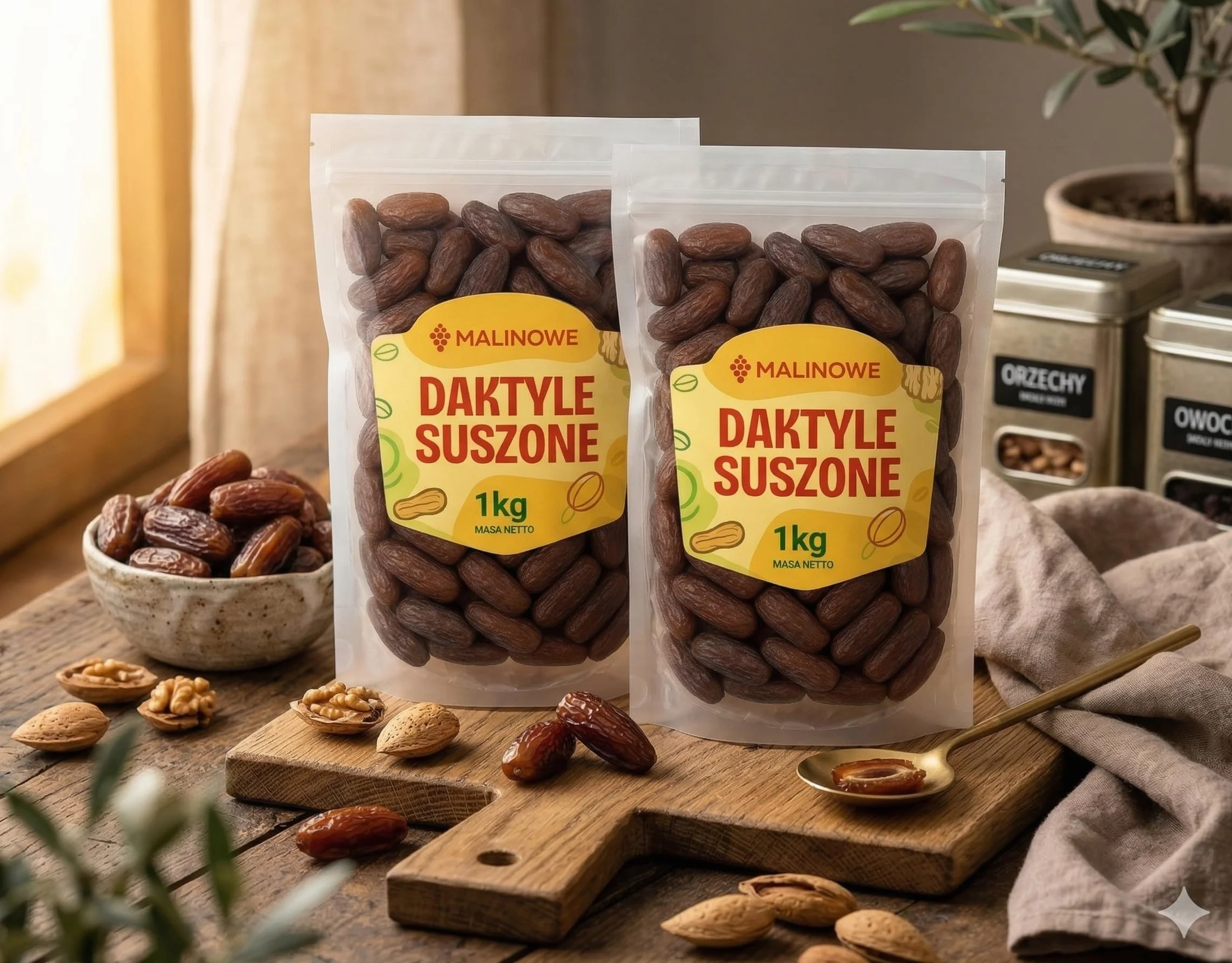 Malinowe Daktyle Suszone 2x1kg Zestaw Bez Pestek