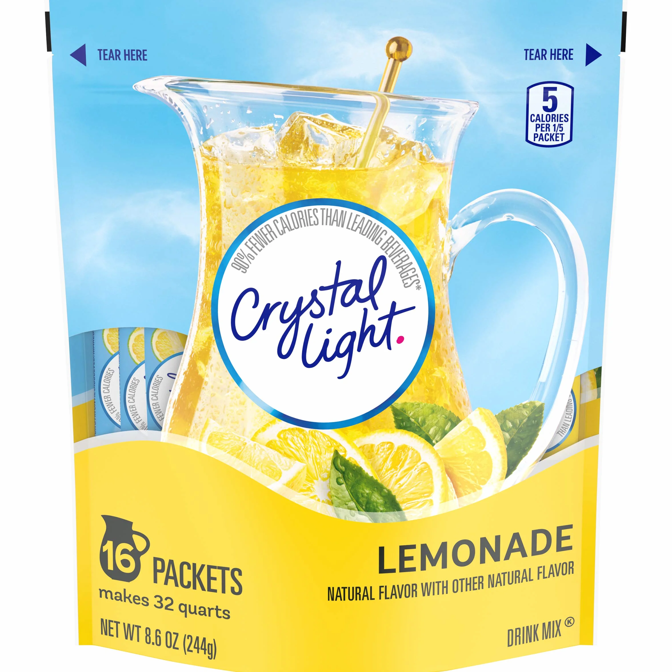 Crystal Light Lemonade Sticks Natural 8.6 oz 16 Count