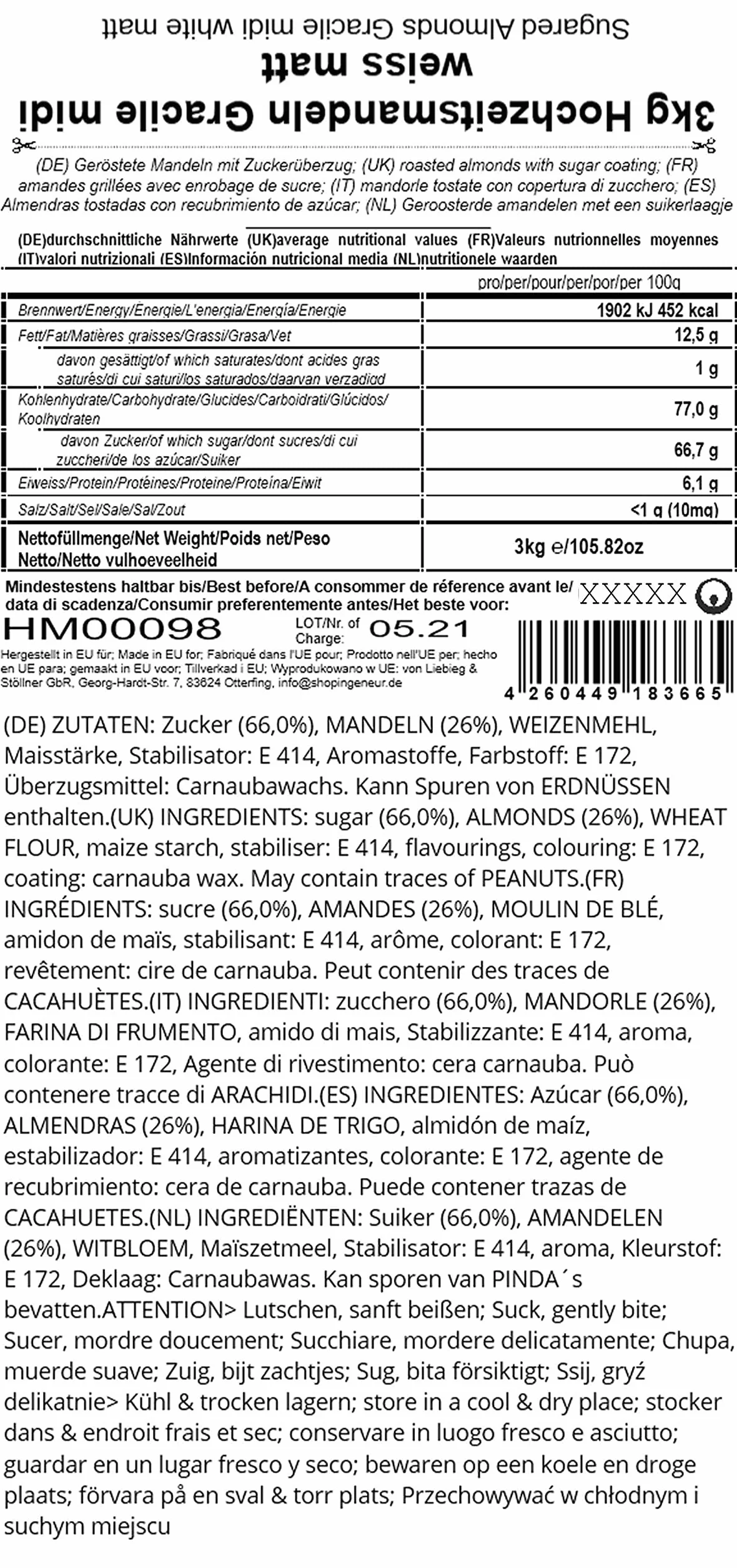 EinsSein® migdały weselne, najwspanialsza tradycja z Włoch, migdały weselne, białe, matowe 1 kg, 2 kg, 3 kg, 65 prezentów dla gości / kilogramy migdałów polanych cukrem, z czekoladą, bombonierki, tabliczki czekolady bez migdałów, upominki zapakowane w wor