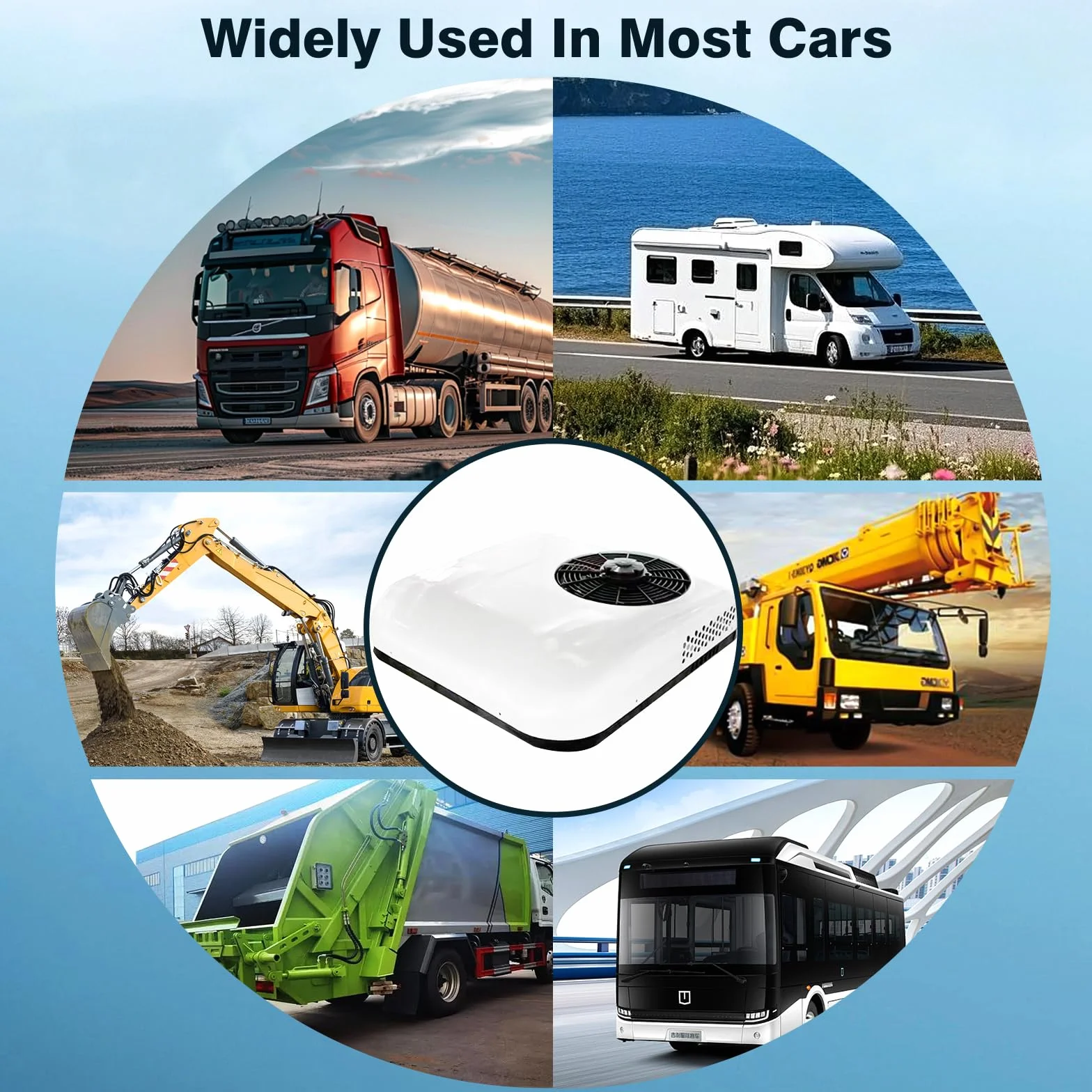 Klimatyzator do przyczep kempingowych, ultra cienkich zamków błyskawicznych, uniwersalnych dopasowań do samochodów kempingowych, samochodów ciężarowych, transporterów (biały, 12 V)