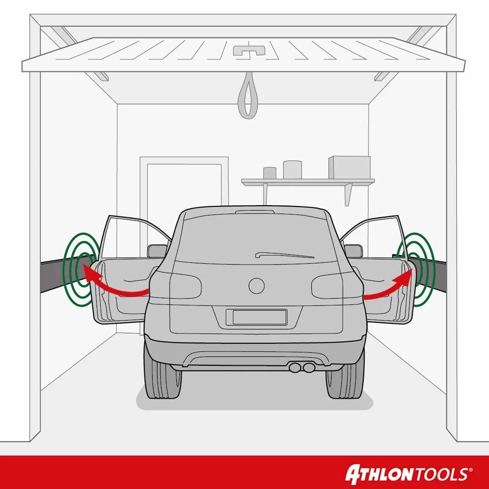 ATHLON TOOLS 2x XXL Garagen-Wandschutz reflektierend - je 50 x 50 cm - Selbstklebend - Rammschutz Prallschutz Garagenpolster Türkantenschutz (gelb/schwarz)