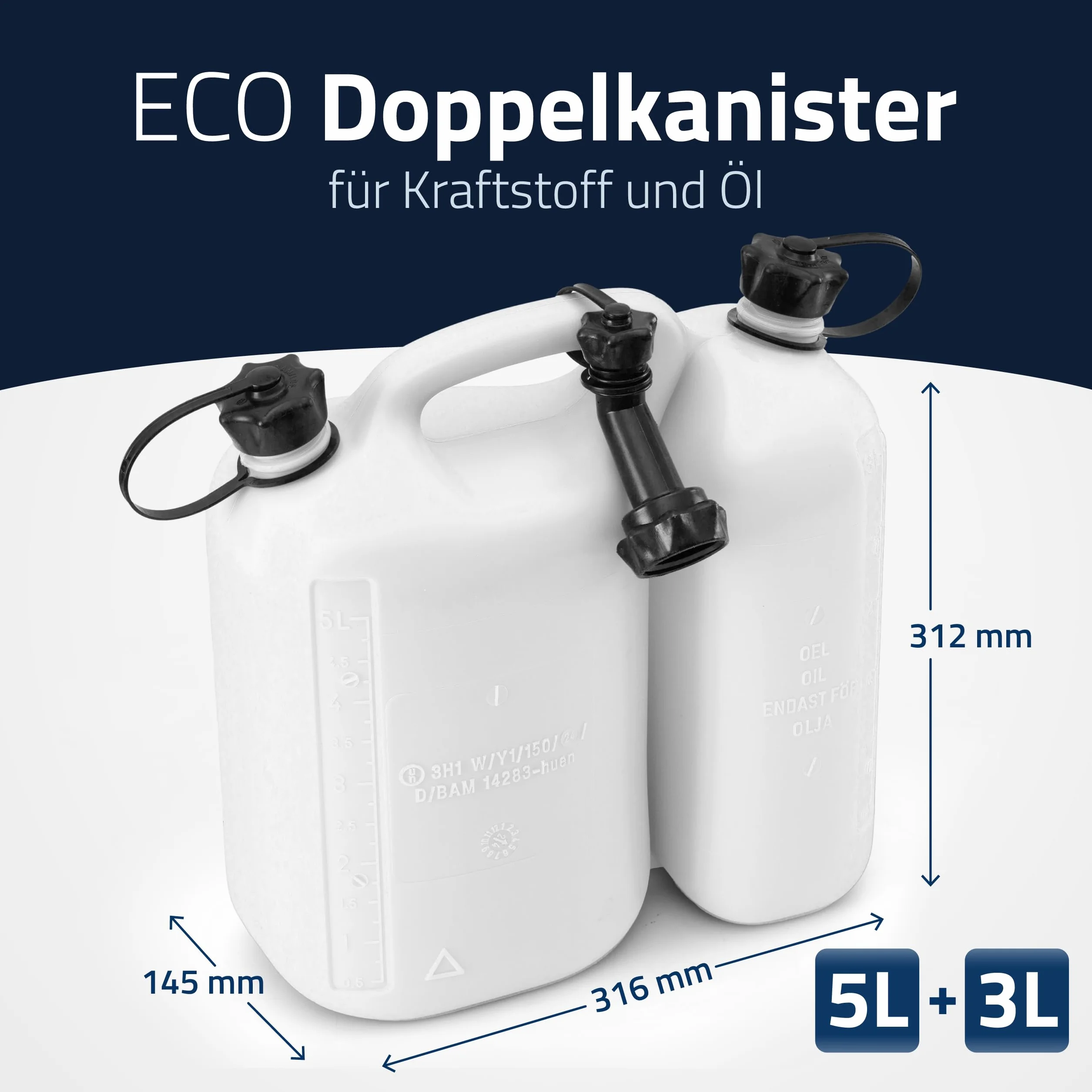 Hünersdorff Podwójny kanister ECO 5,5+3L na paliwo benzynę