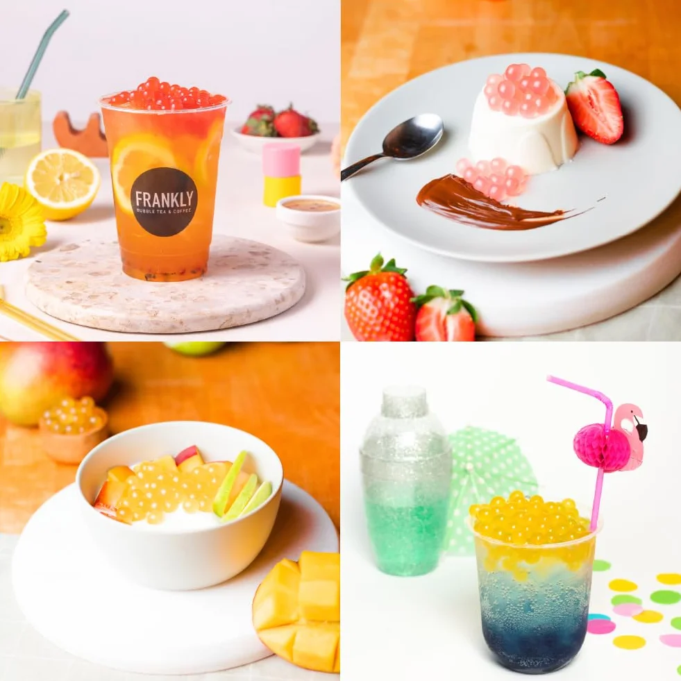 FRANKLY Popping Boba - Pour le Bubble Tea, les yaourts, les gâteaux et les desserts. (Pêche, 450g)
