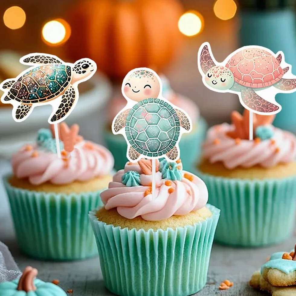 Dekoracja tortowa żółw morski – 20 sztuk na urodziny baby shower