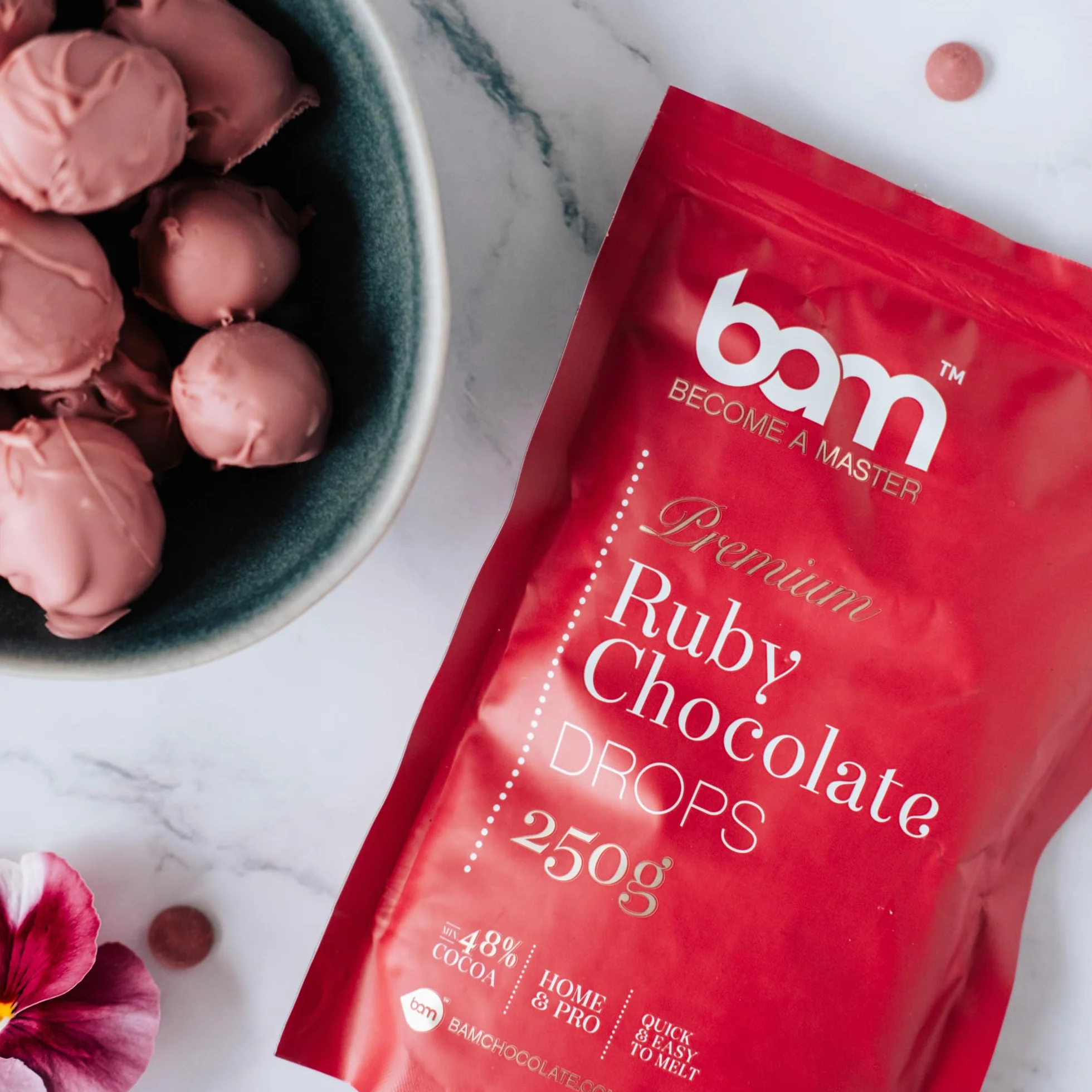 BAM Ruby Premium Czekoladowe Dropsy do topienia 250 g