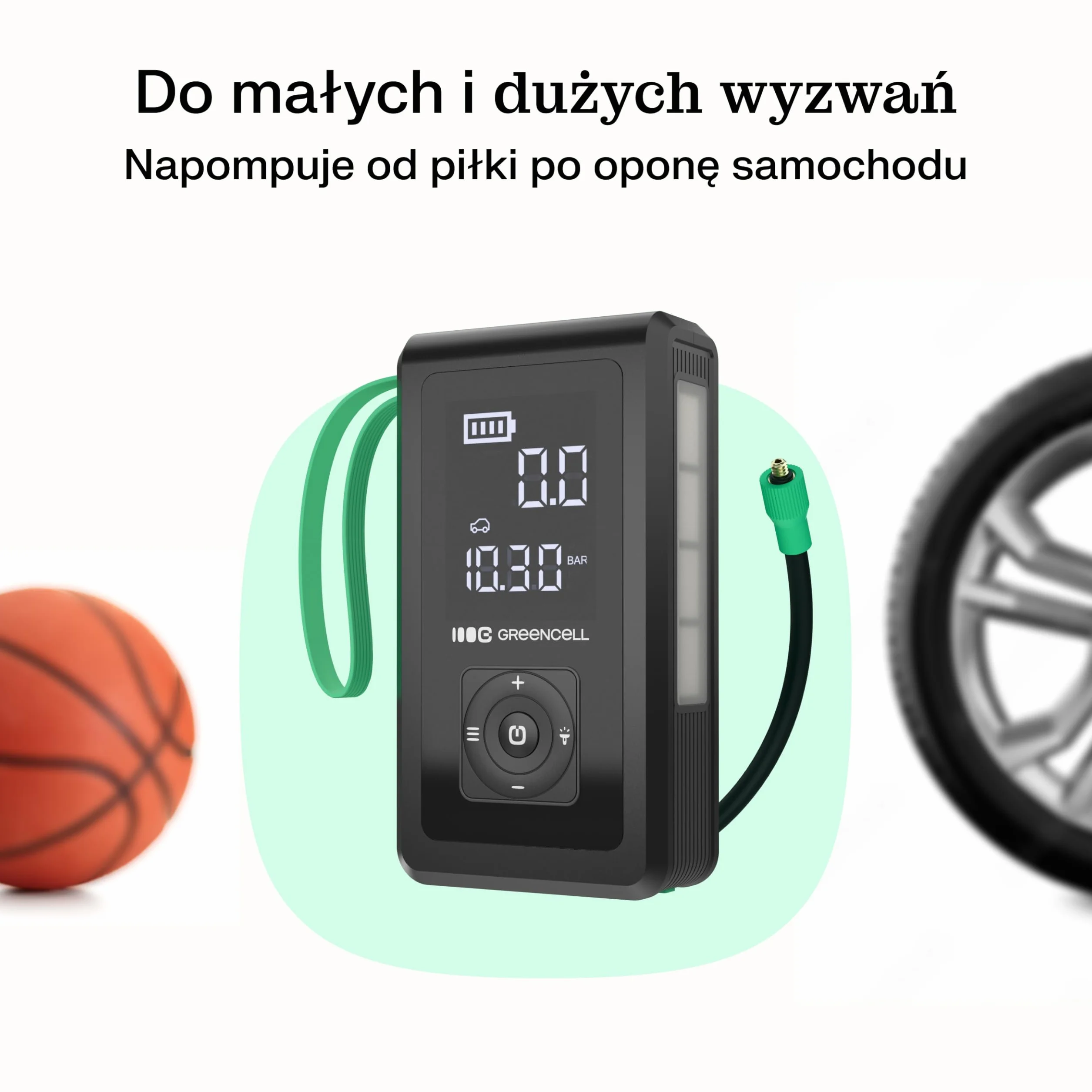 Green Cell PowerBoost Air Power Bank Jump Starter, 1000 A Car Jump Starter Starter, Power Bank z wyświetlaczem, USB-A i USB-C do szybkiego ładowania 8000mAh