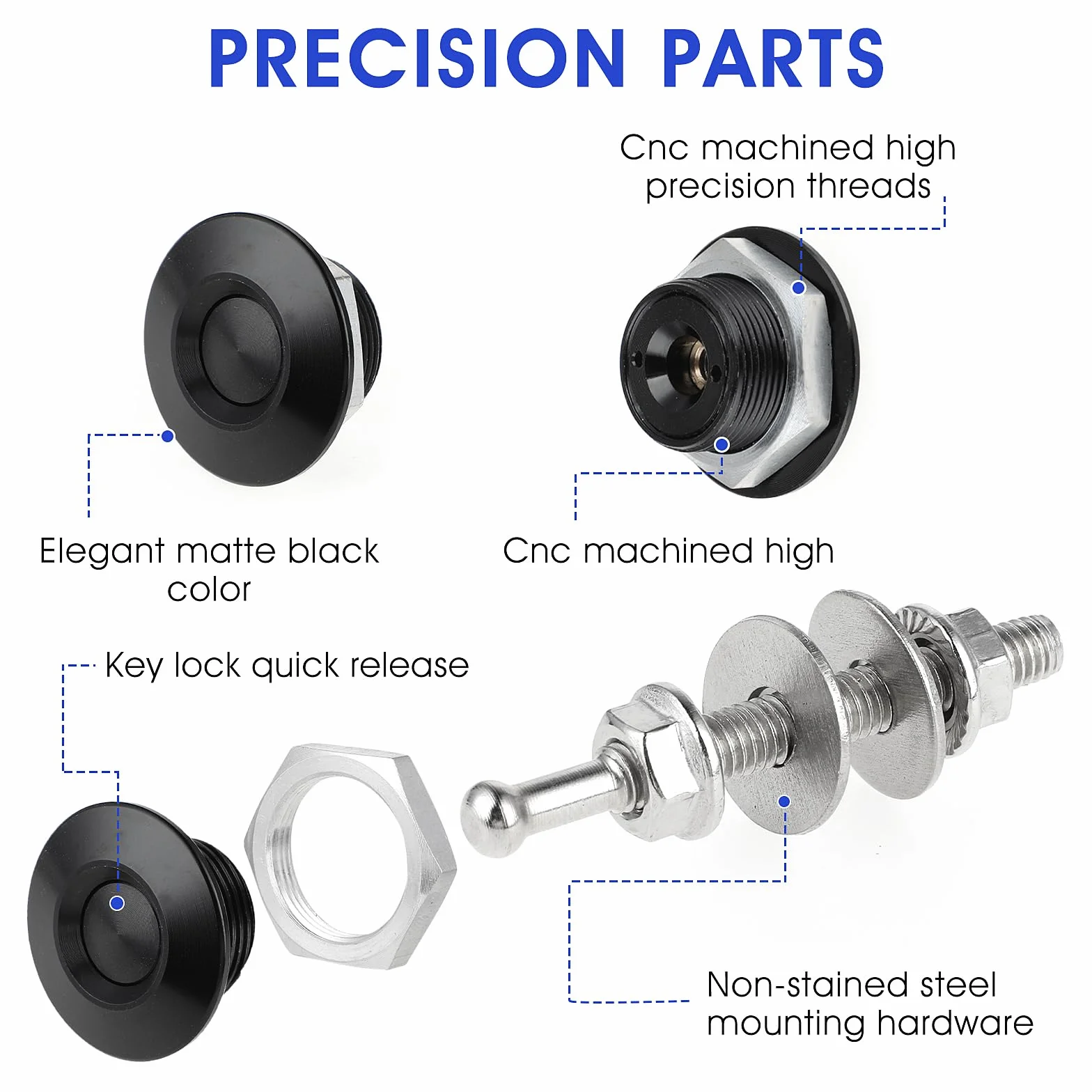 Ouligay 2 szt. szybkozłączki do uniwersalnego pojazdu mini maski silnika Pin Lock Kit zatrzask osłona silnika ze stopu aluminium do osłony zderzaka samochodowego