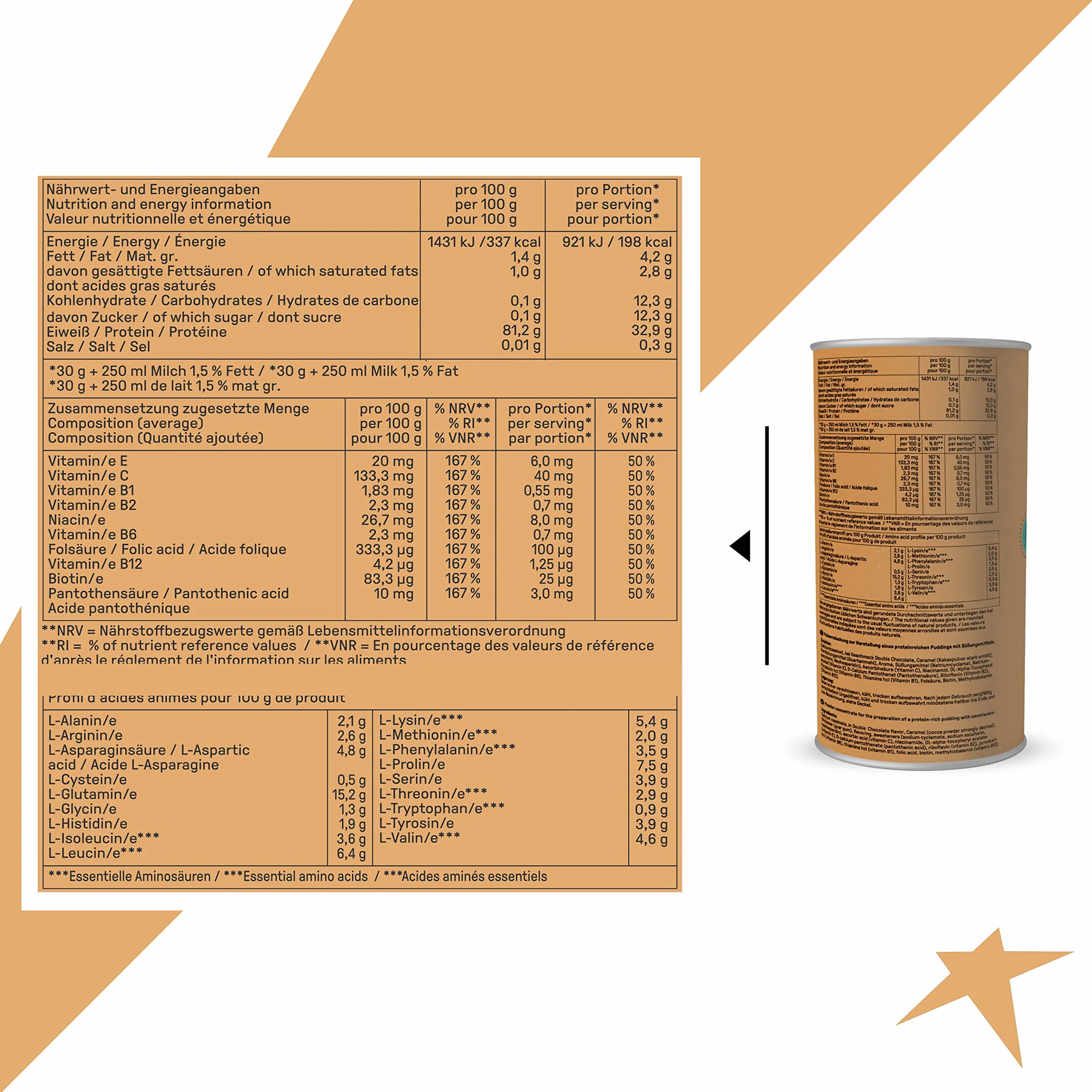 Powerstar PUDDING PROTEIN PUDDING 420 g | najwyższa zawartość białka 81,2% | niemiecka produkcja | pudding w proszku bez dodatku cukru i bez gotowania | niskokaloryczny | idealny do diety i budowy